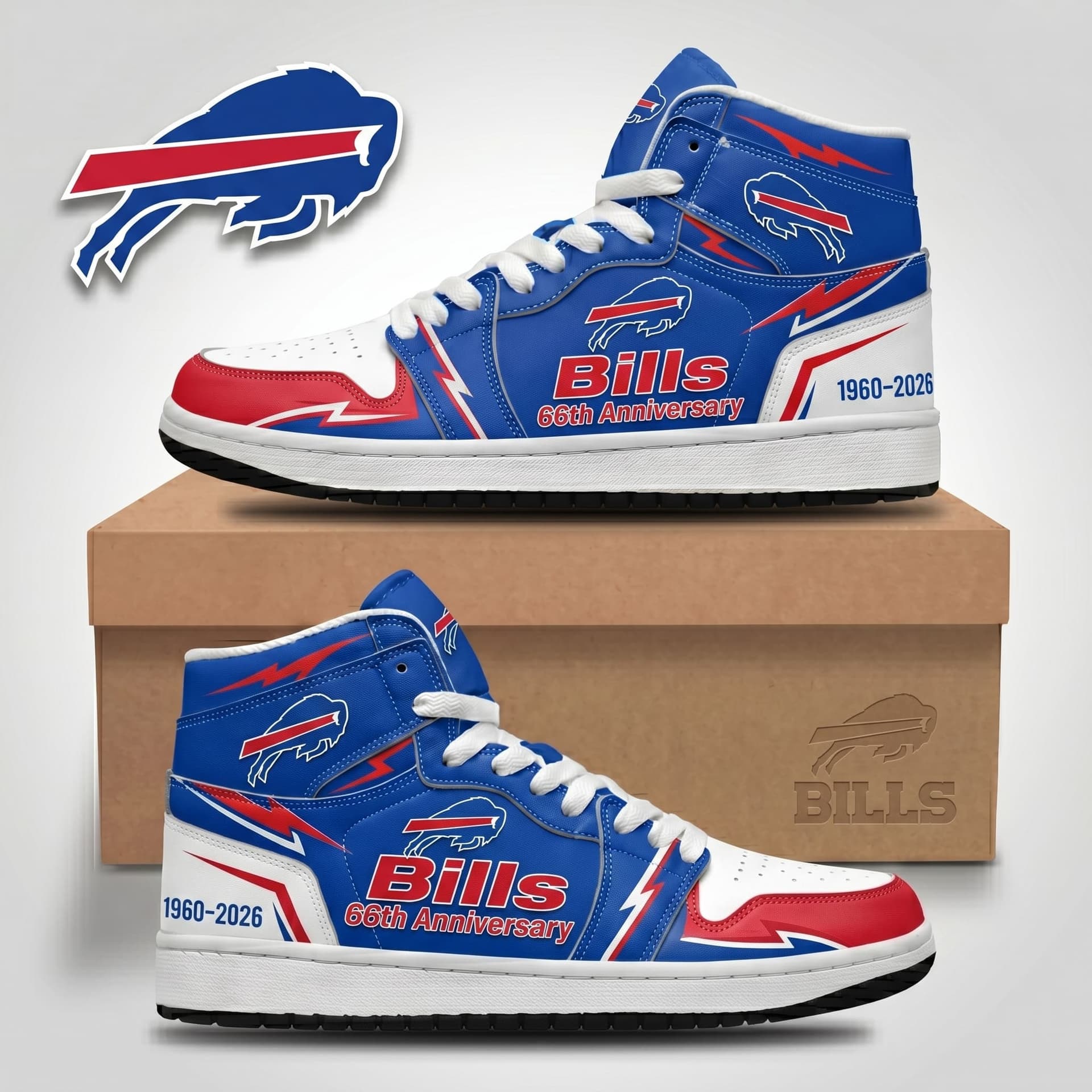 Buffalo Bills 66th Anniversary 1960-2026 High Top Shoes - Image 1