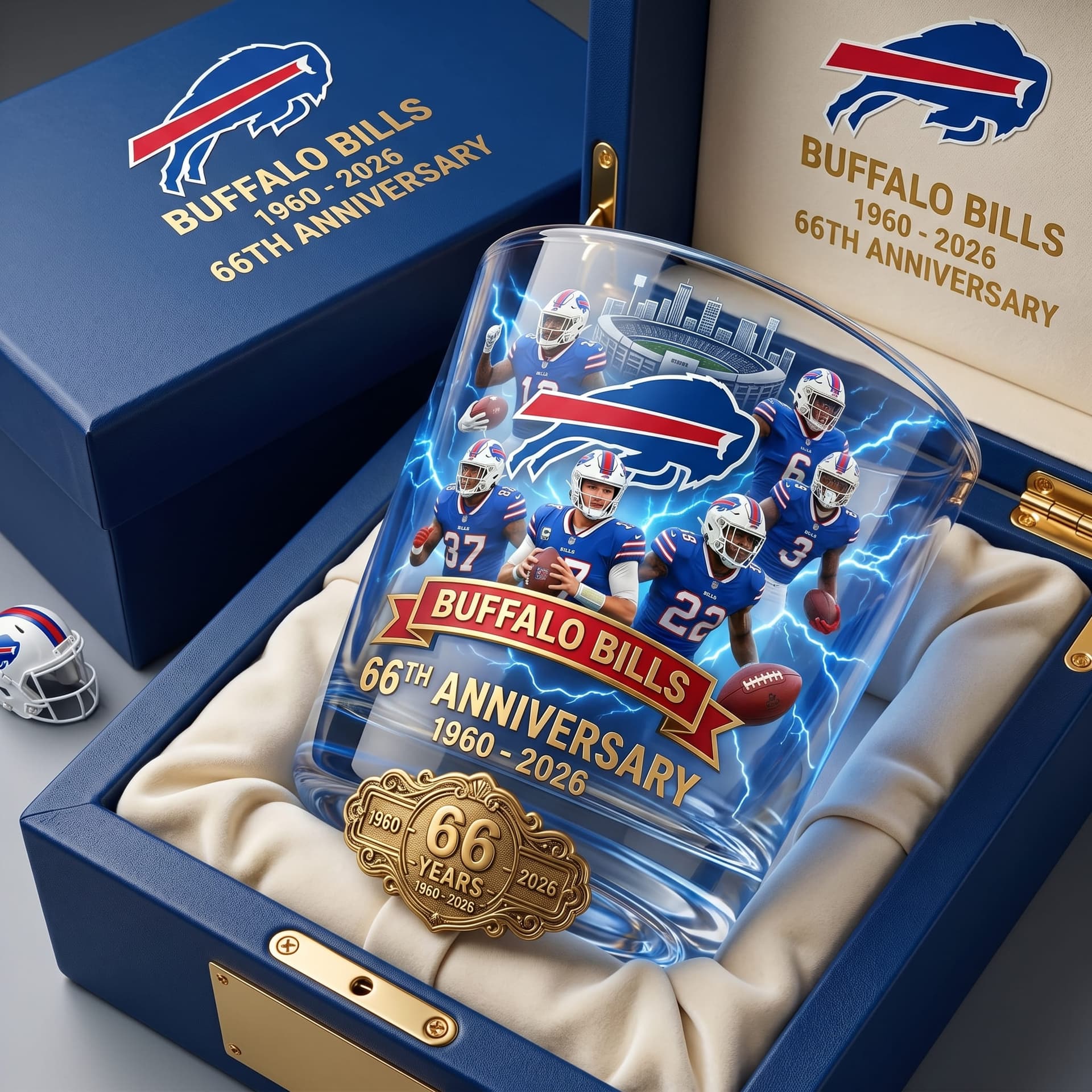 Buffalo Bills 66th Anniversary 1960 - 2026 Whiskey Glass - Image 1