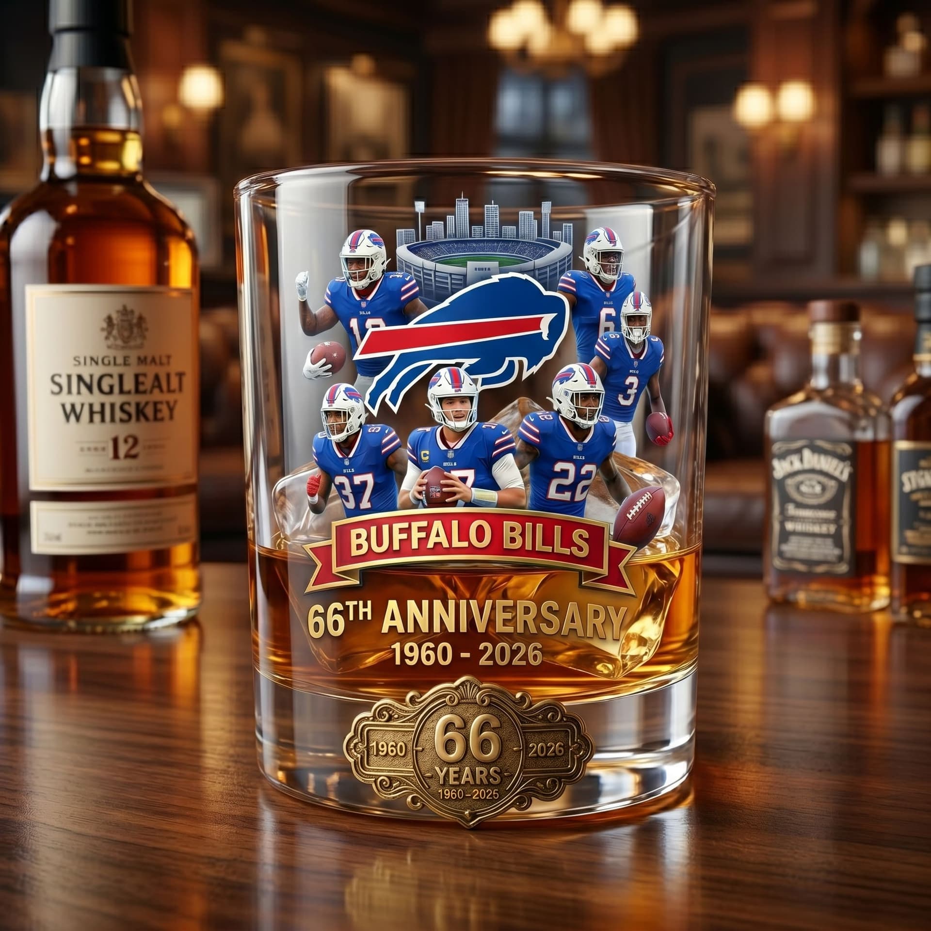 Buffalo Bills 66th Anniversary 1960 - 2026 Whiskey Glass - Image 2