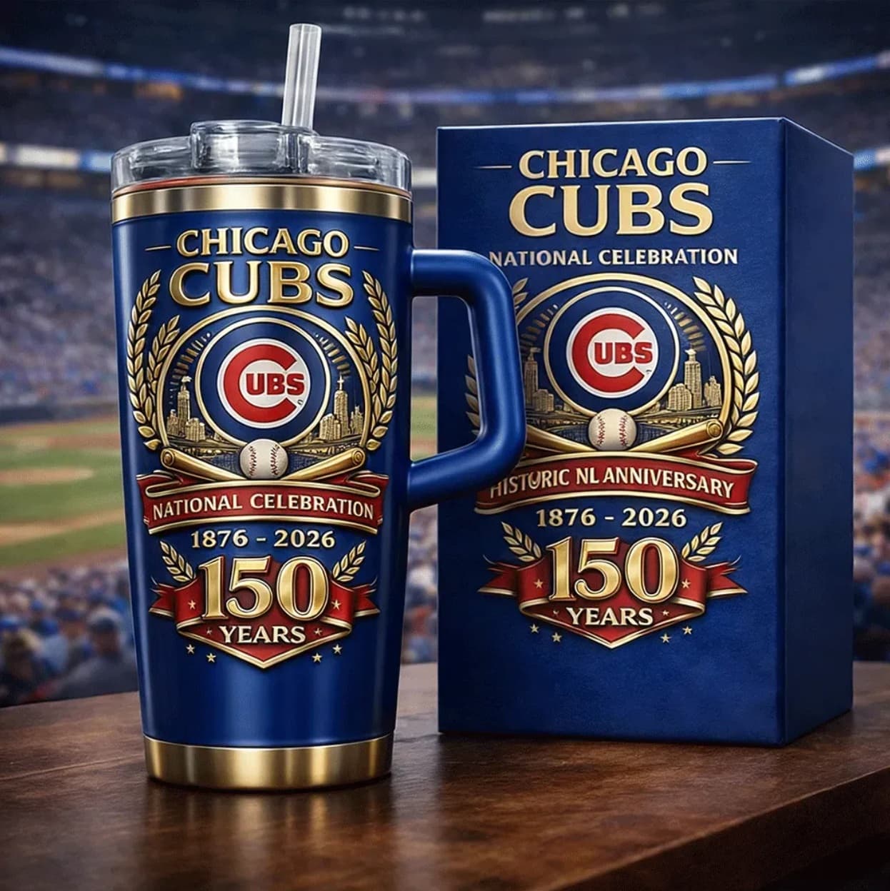 Chicago Cubs 150th Anniversary National Celebration Tumbler with Handle - Image 1