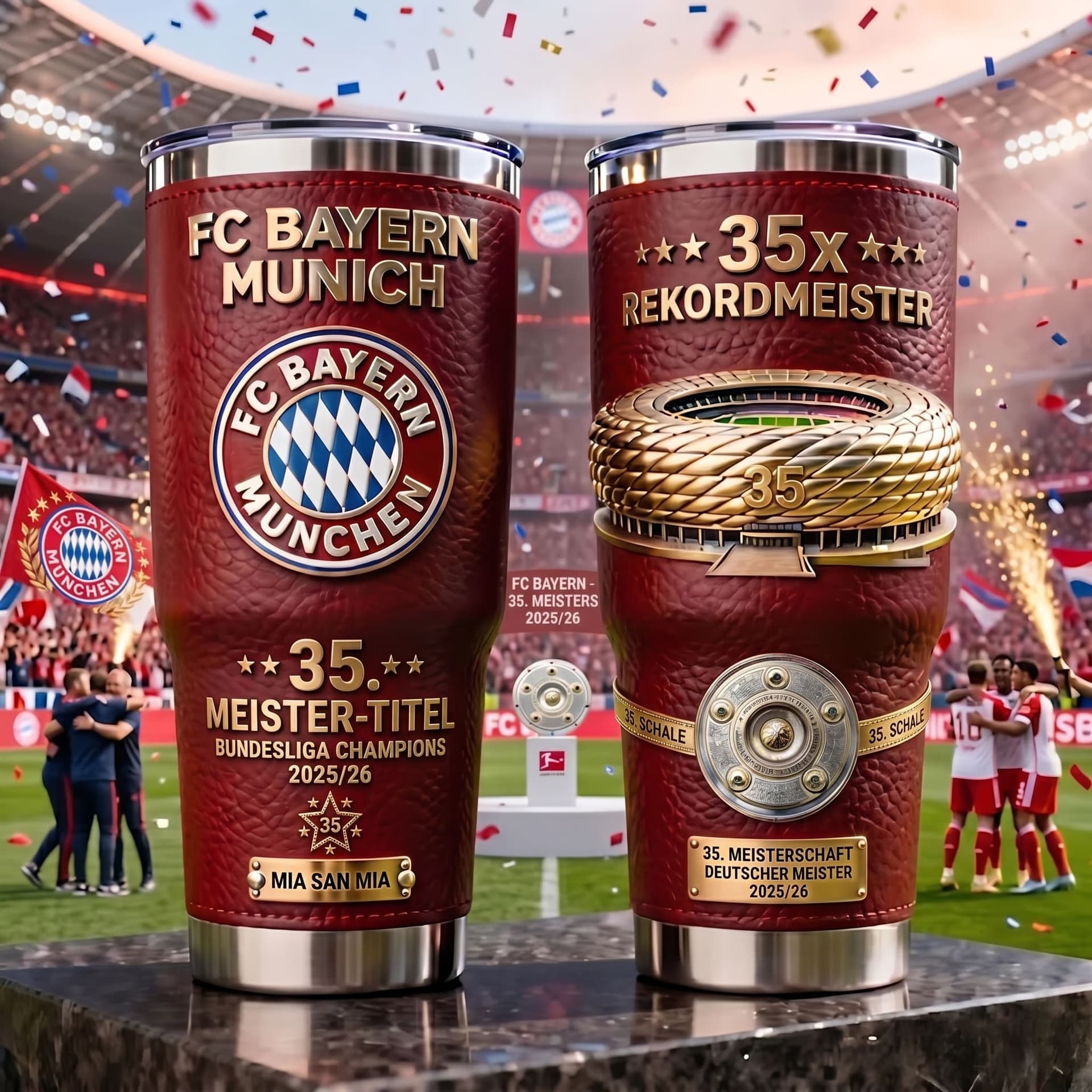 FC Bayern Munich 35x Rekordmeister Bundesliga Champions 2025/26 Tumbler - Image 1