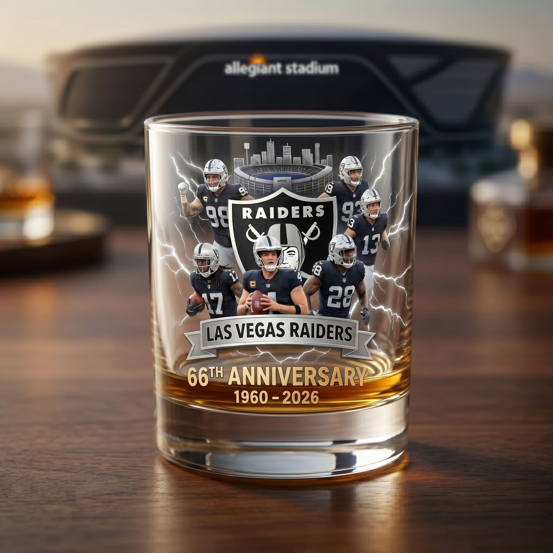 Las Vegas Raiders 66th Anniversary 1960-2026 Whiskey Glass - Image 2