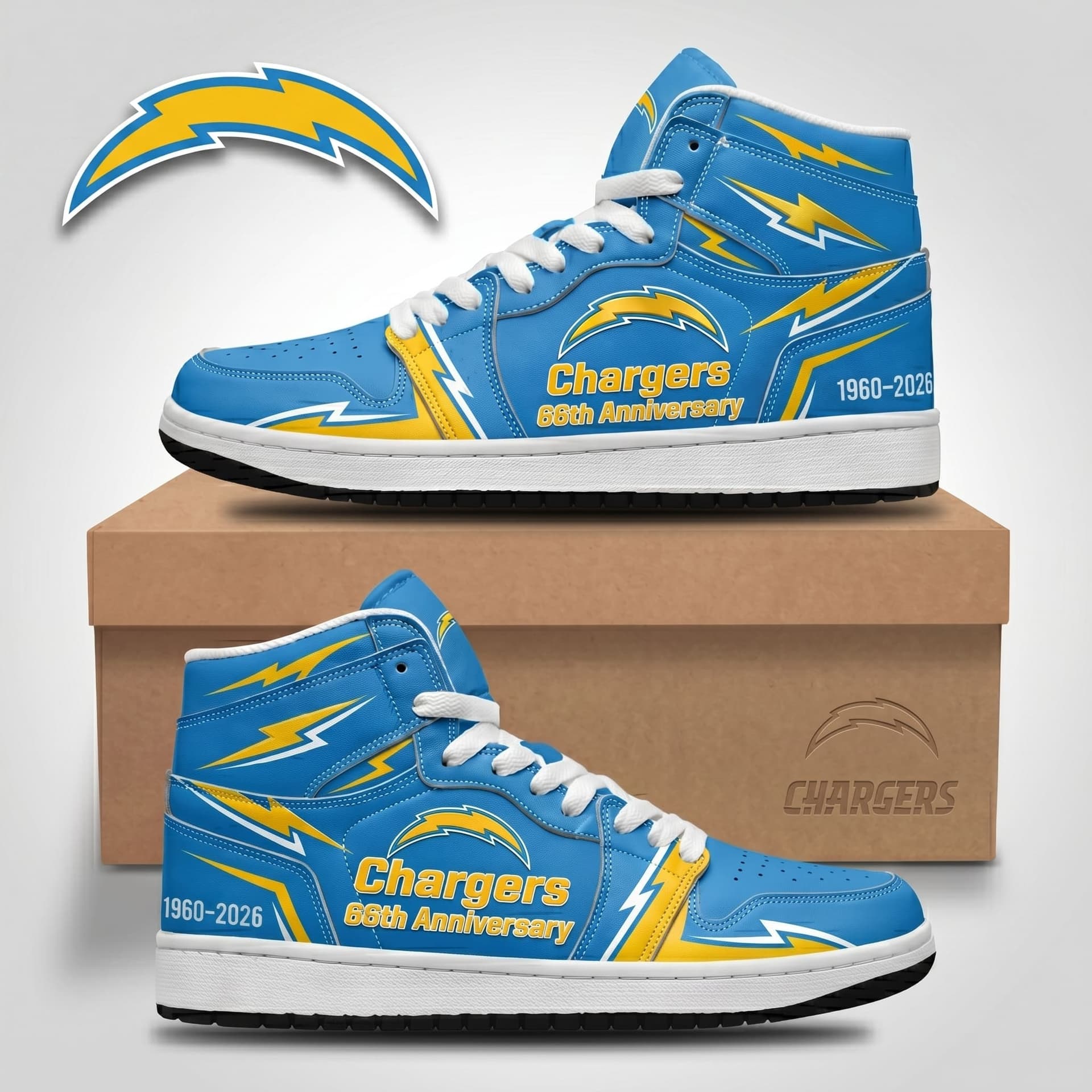 Los Angeles Chargers 66th Anniversary 1960-2026 Air Jordan 1 Shoes - Image 1