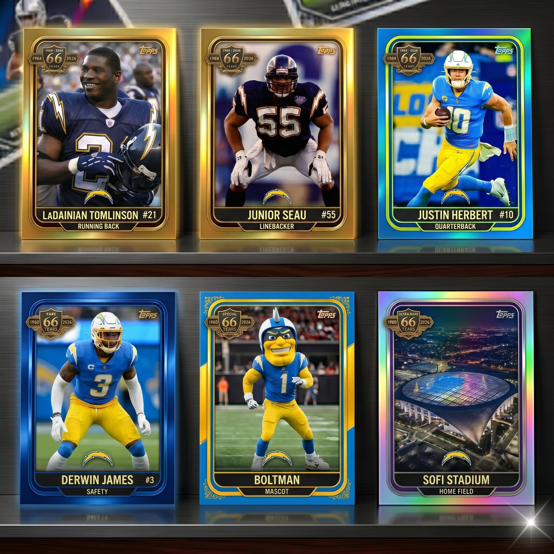 Los Angeles Chargers 66th Anniversary Trading Cards - Image 2