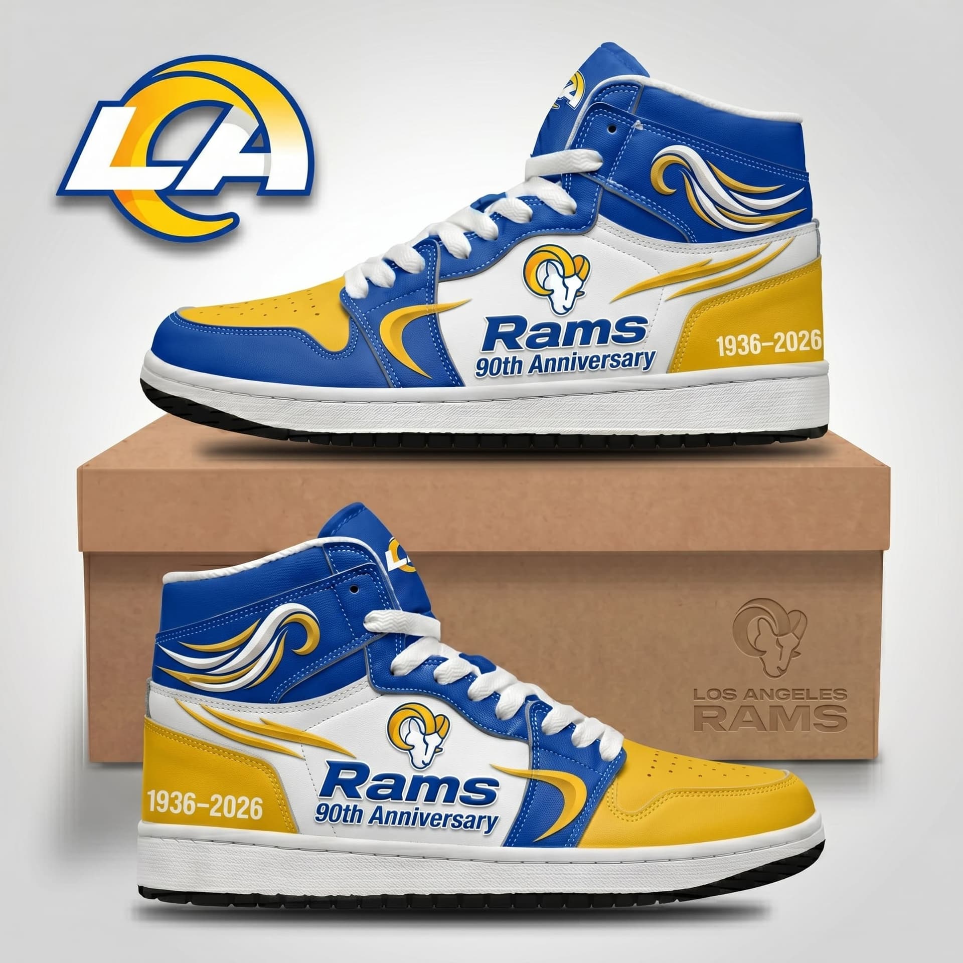 Los Angeles Rams 90th Anniversary 1936-2026 Sneakers - Image 1