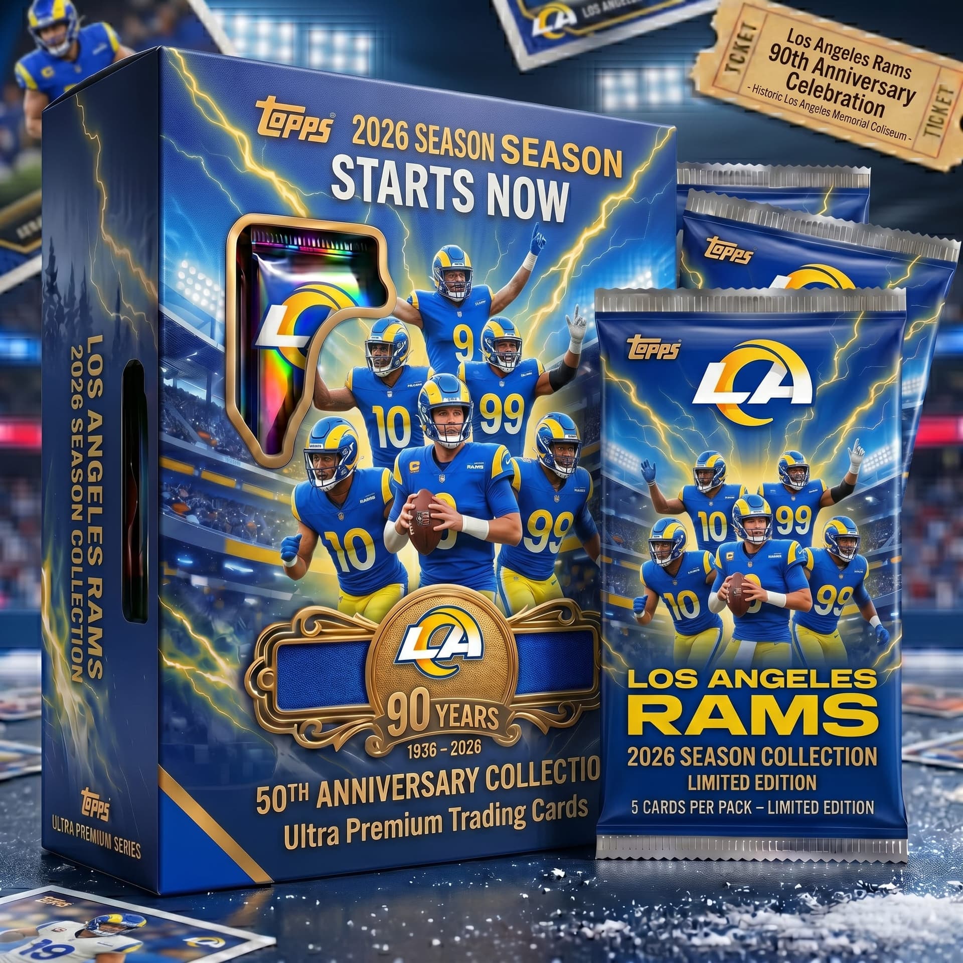 Los Angeles Rams 90th Anniversary Trading Cards - Image 1