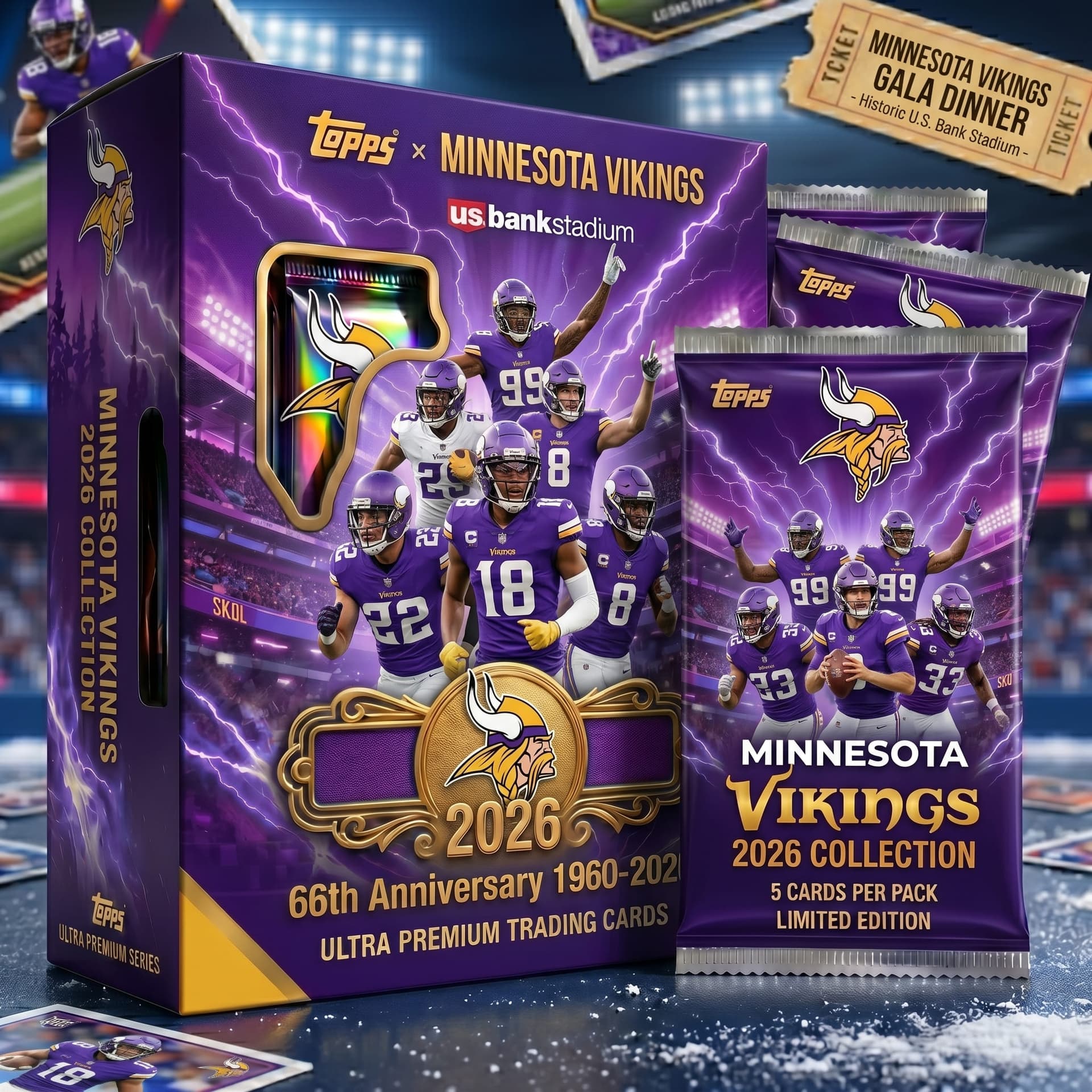 Minnesota Vikings 66th Anniversary Trading Cards - Image 1