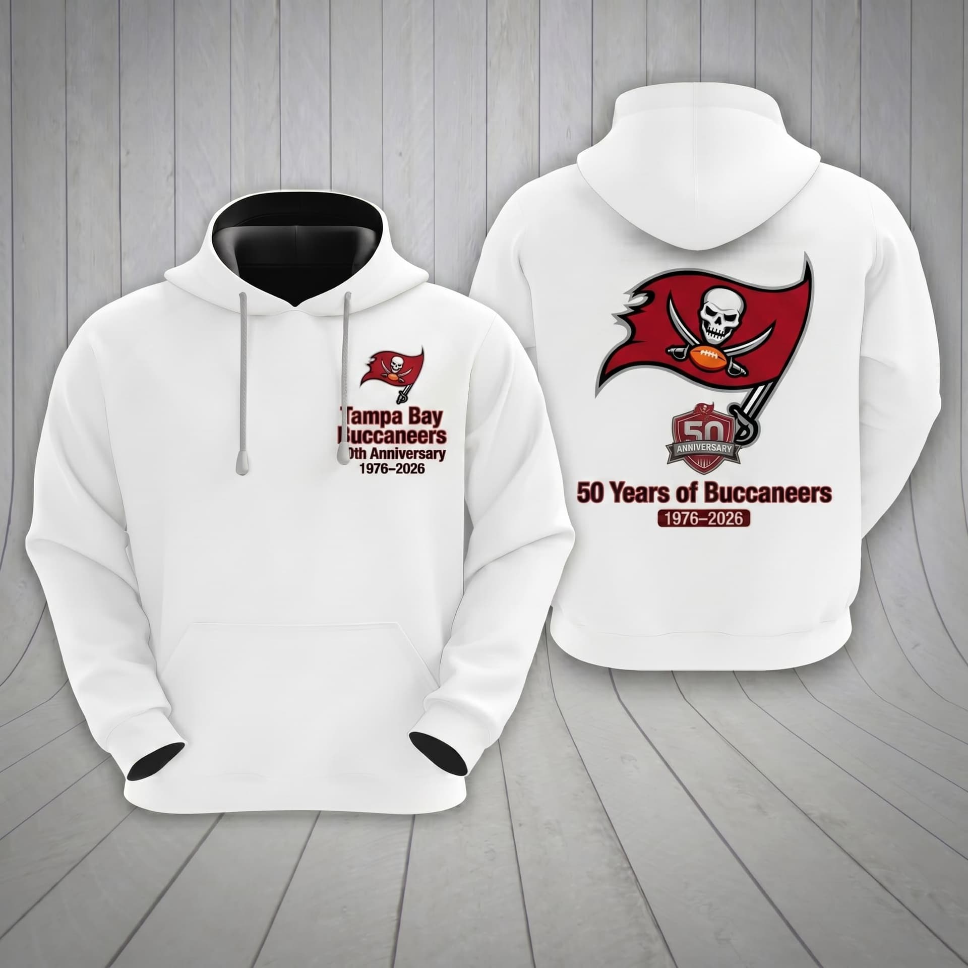Tampa Bay Buccaneers 50th Anniversary 1976-2026 Hoodie - Image 1