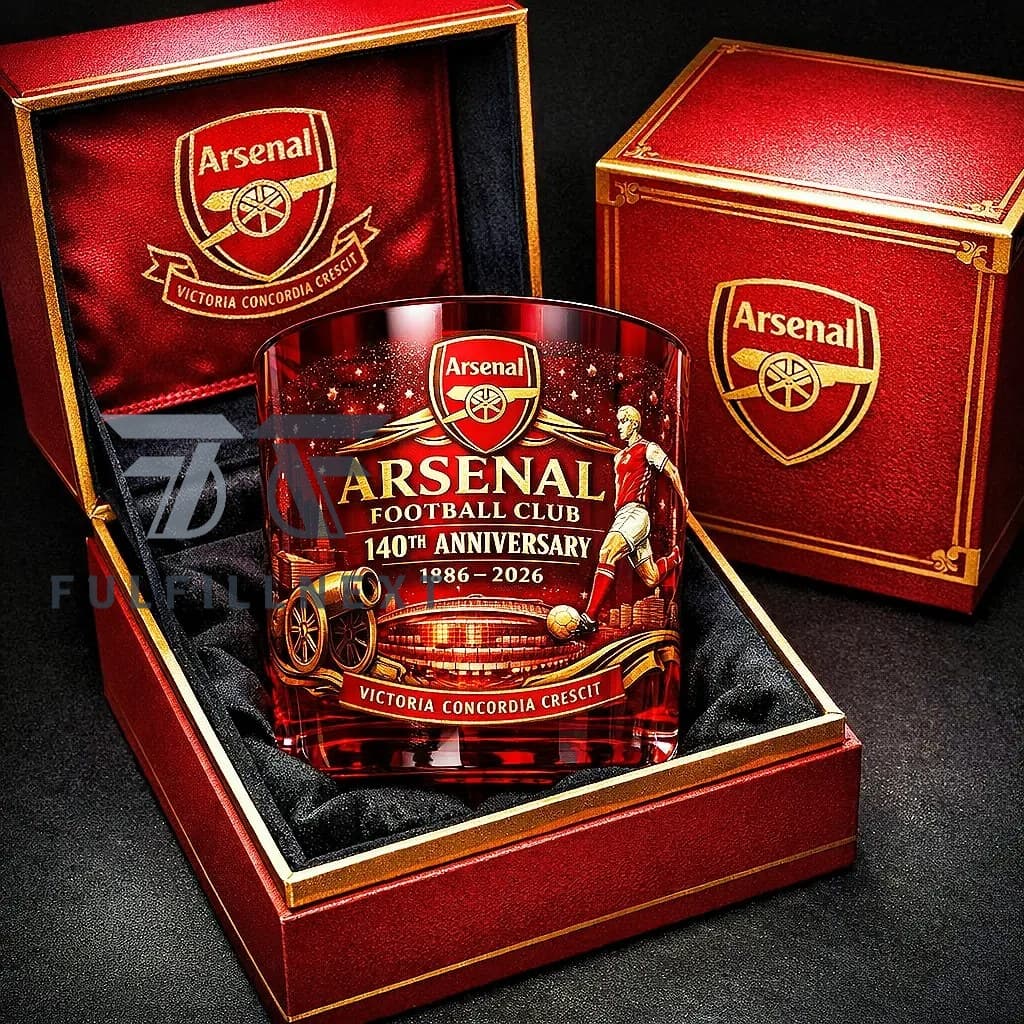 Arsenal Football Club 140th Anniversary Whiskey Glass - Image 1