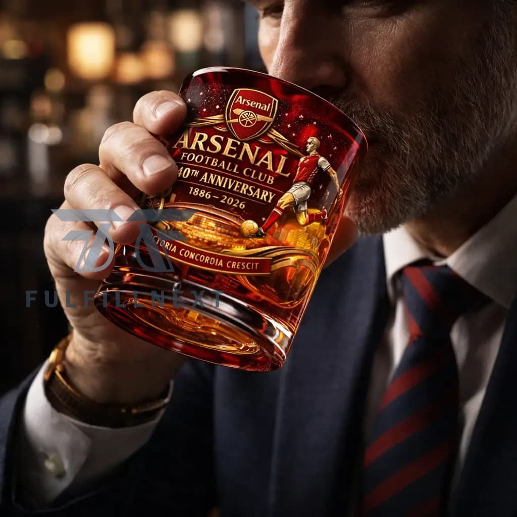 Arsenal Football Club 140th Anniversary Whiskey Glass - Image 2