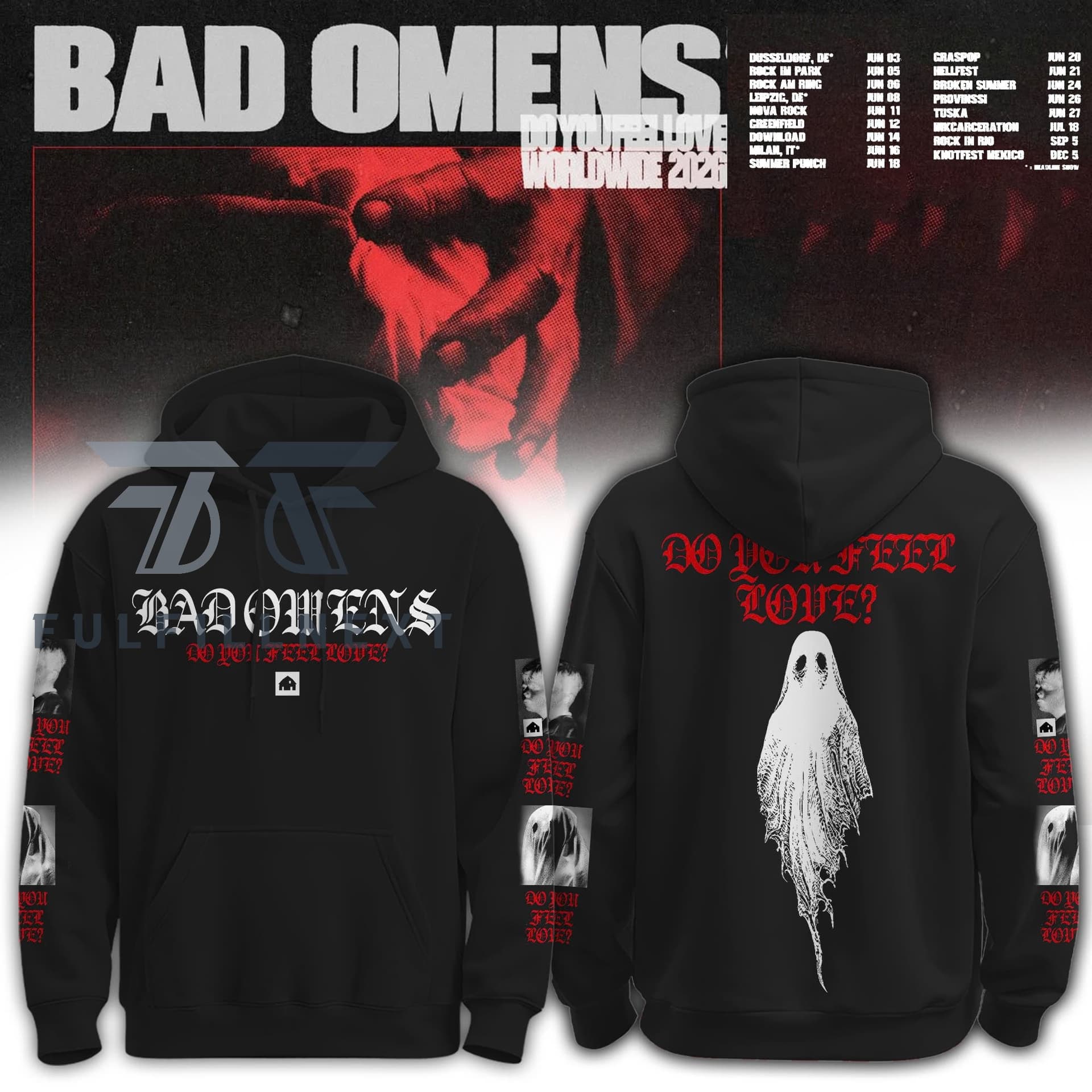 Bad Omens Do You Feel Love Love Worldwide 2026 Hoodie - Image 1