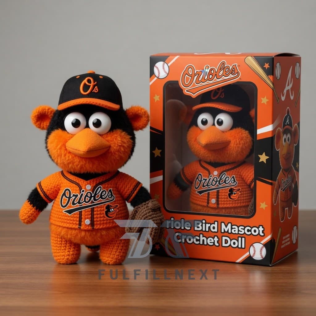 Baltimore Orioles Oriole Bird Mascot Crochet Doll - Image 2