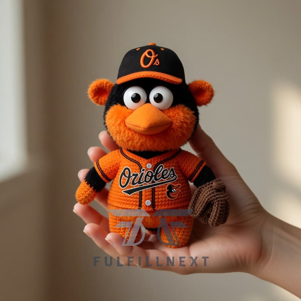 Baltimore Orioles Oriole Bird Mascot Crochet Doll - Image 3