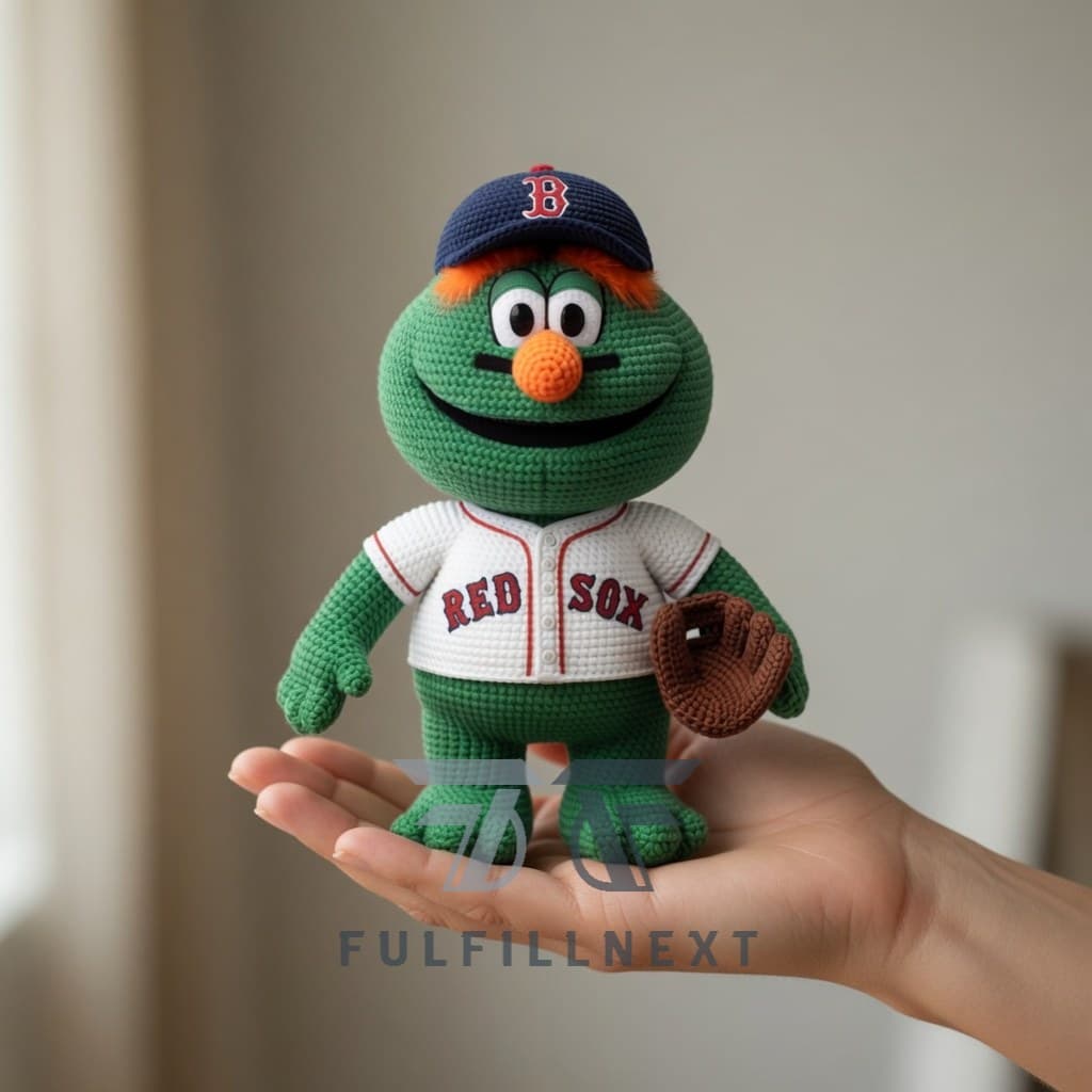Boston Red Sox Wally the Green Monster Crochet Doll - Image 3