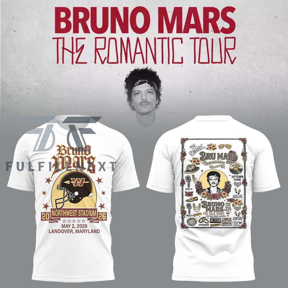 Bruno Mars The Romantic Tour 2026 T-Shirt - Image 1