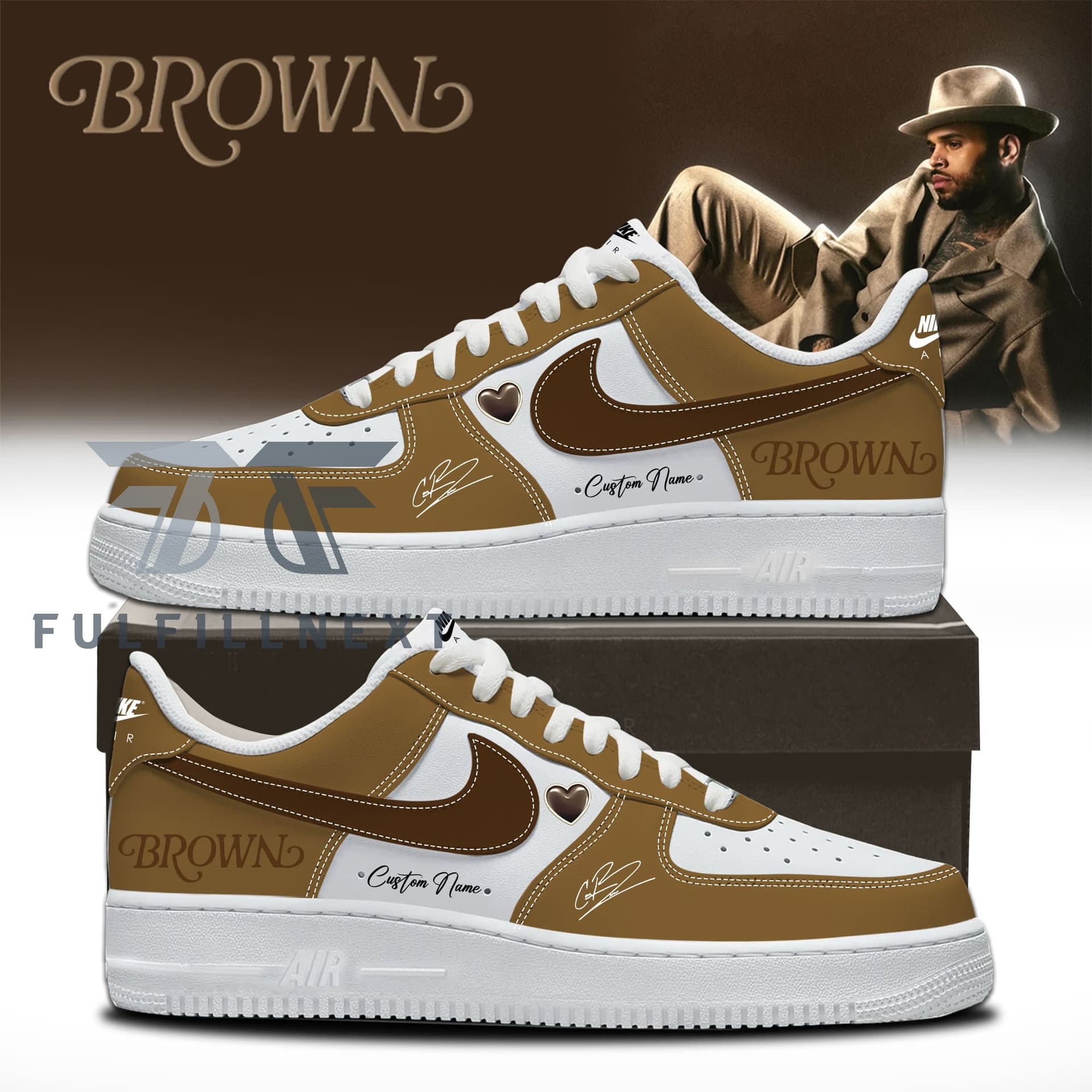 Chris Brown's Brown Album AF1 Shoes - Image 1