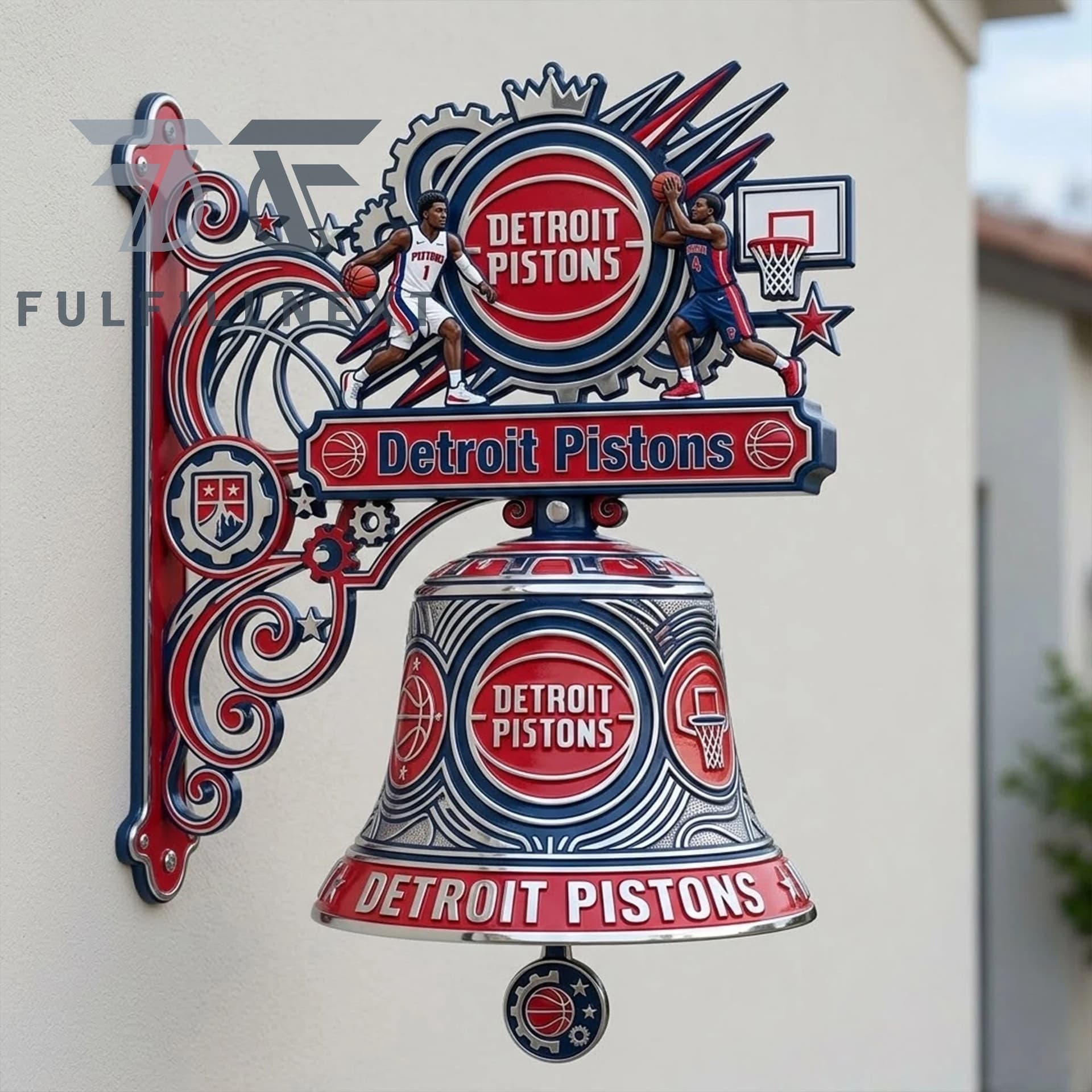 Detroit Pistons NBA 2026 Wall Mounted Decorative Bell - Image 1