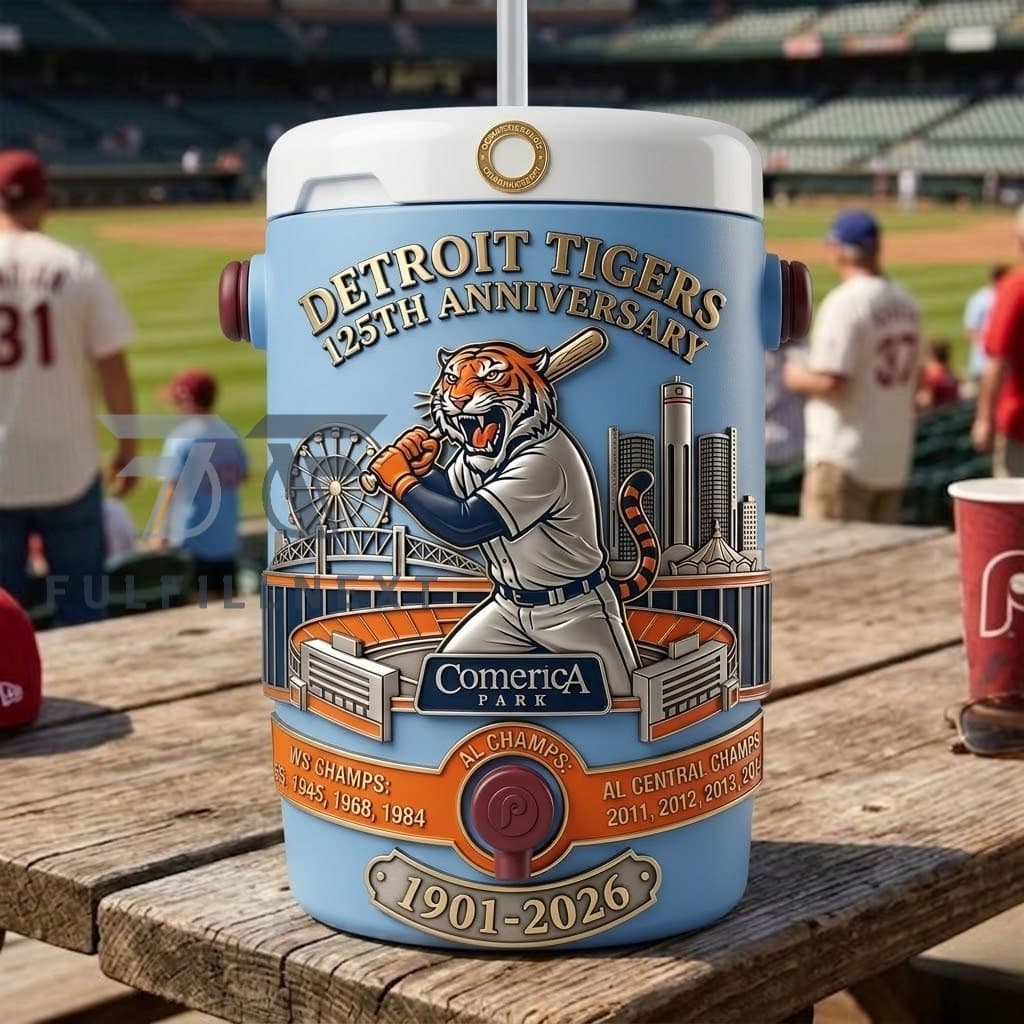 Detroit Tigers 125th Anniversary Championship History Dugout Cooler Cup - Image 2