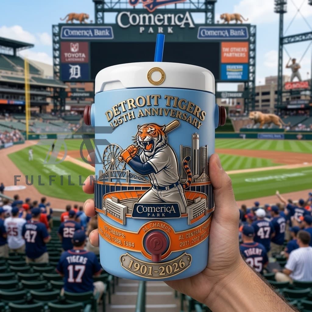 Detroit Tigers 125th Anniversary Championship History Dugout Cooler Cup - Image 3