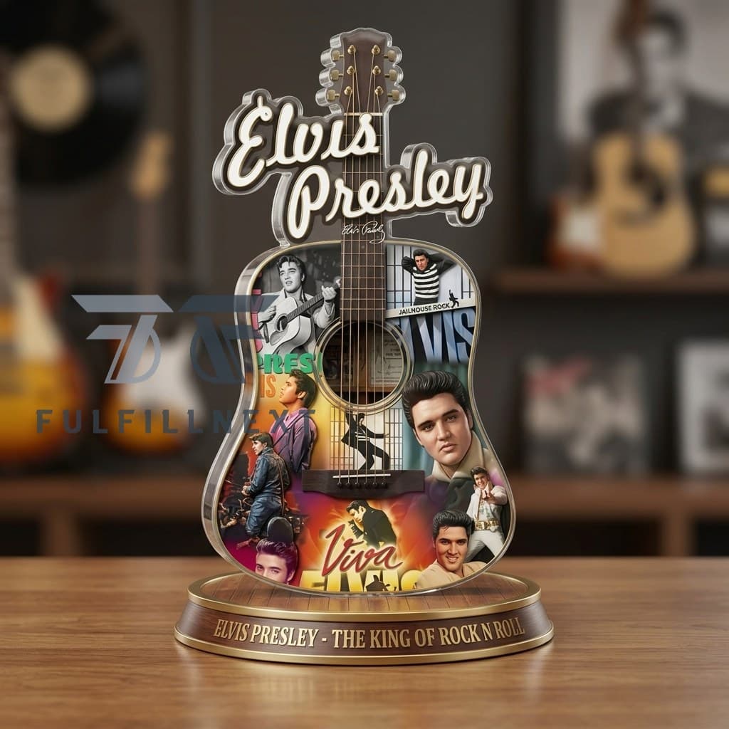 Elvis Presley The King of Rock N Roll Acrylic Guitar Display - Image 1