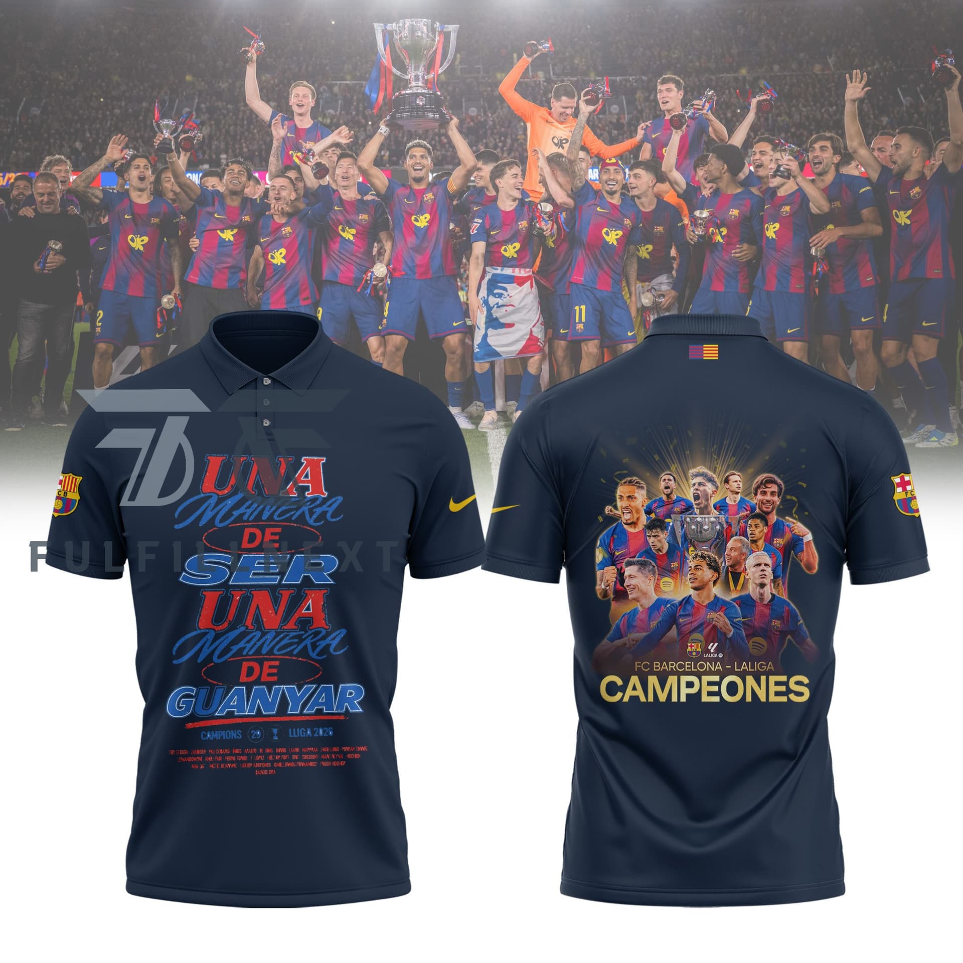 FC Barcelona 29th La Liga Champions 2026 Polo Shirt - Image 2