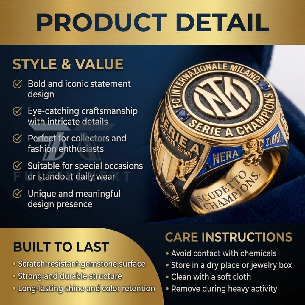 FC Internazionale Milano Serie A 2025-2026 Season Scudetto Champions Championship Ring - Image 3