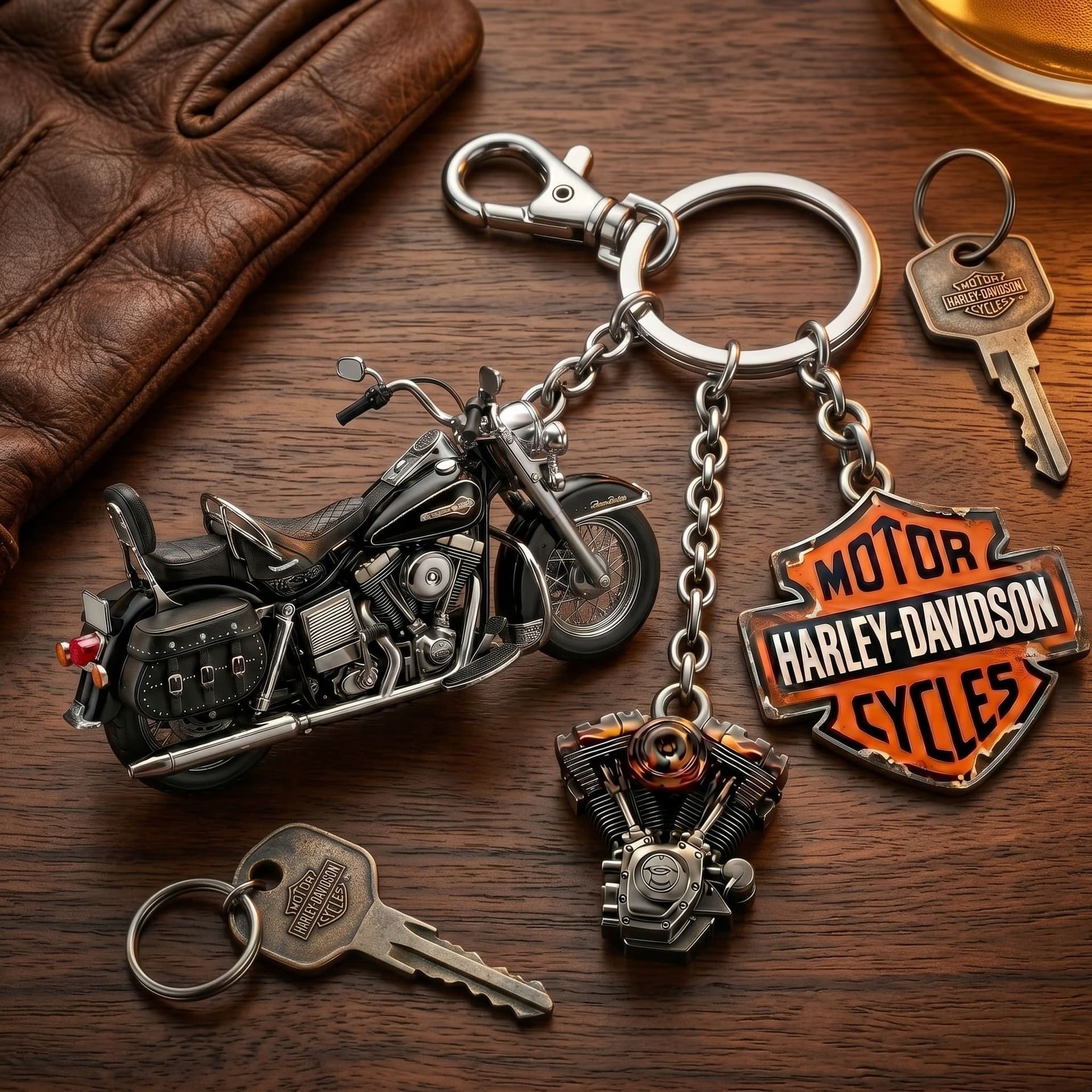 Harley Davidson Motorcycle Engine Keychain Gift Set - Image 3