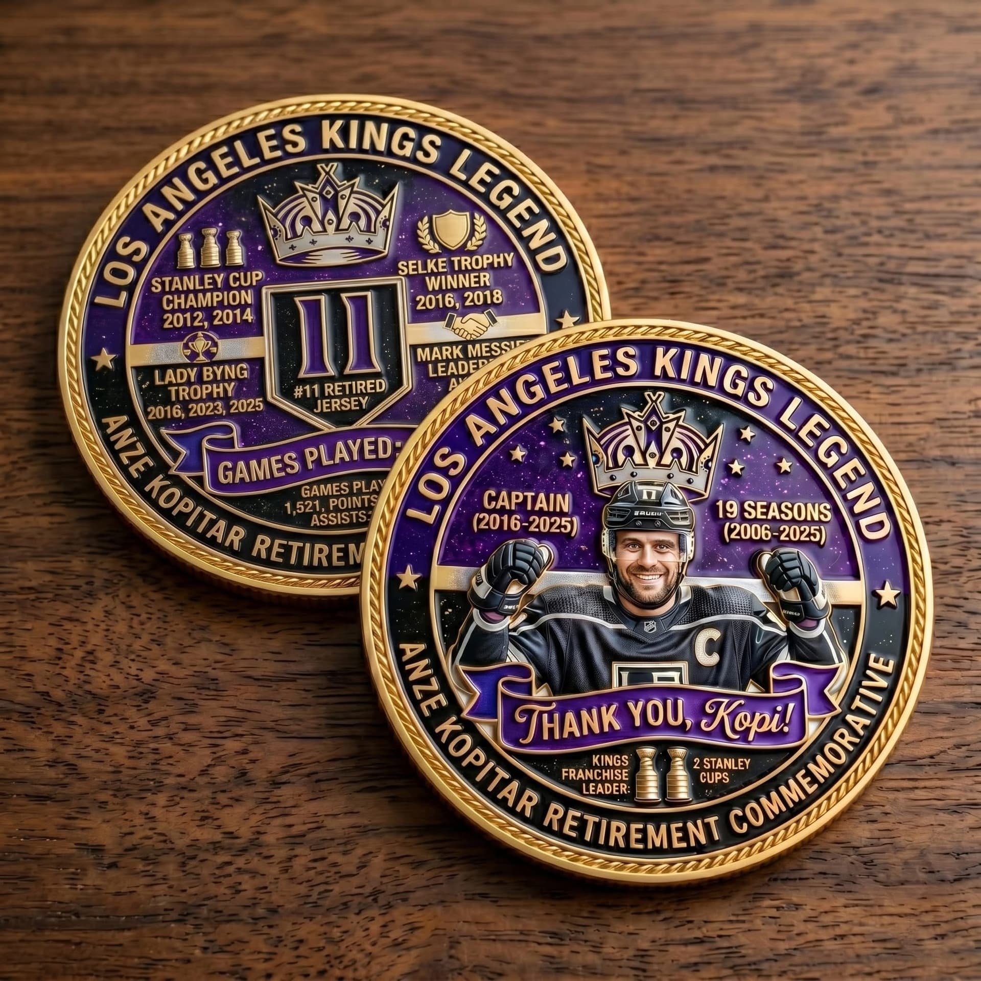 Los Angeles Kings Anze Kopitar Retirement Coin - Image 1