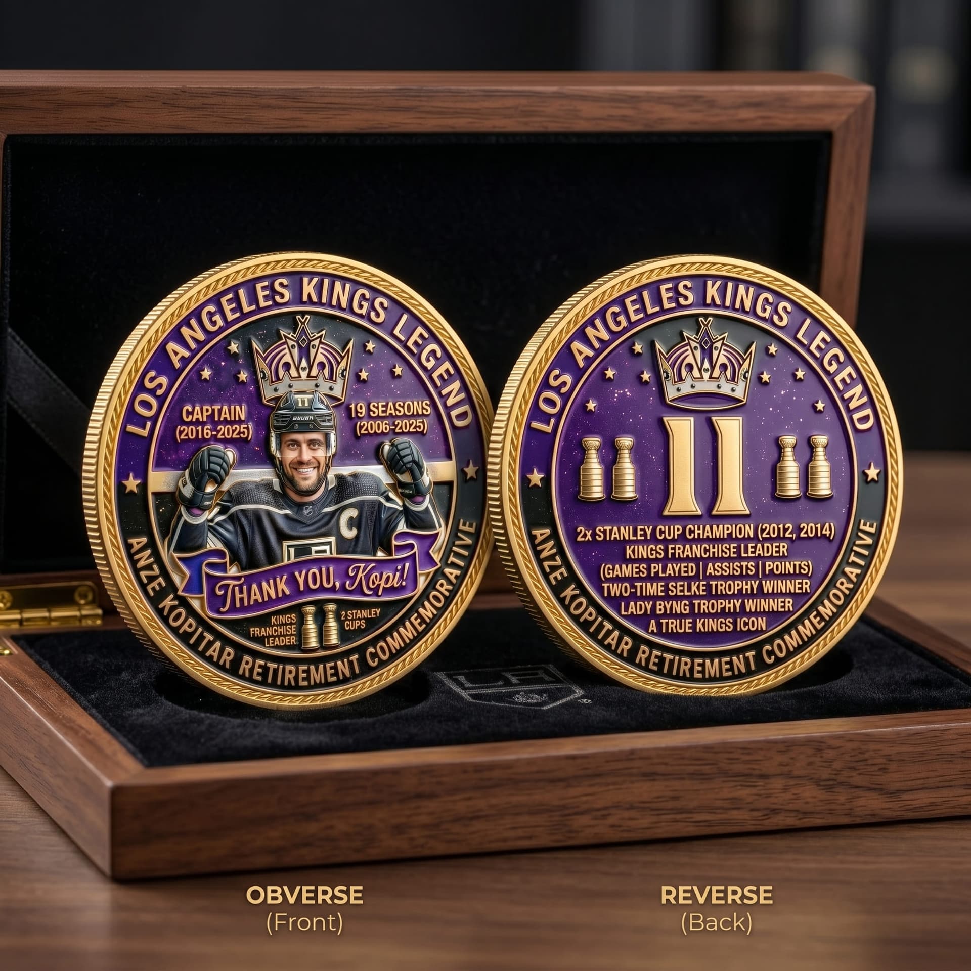 Los Angeles Kings Anze Kopitar Retirement Coin - Image 2
