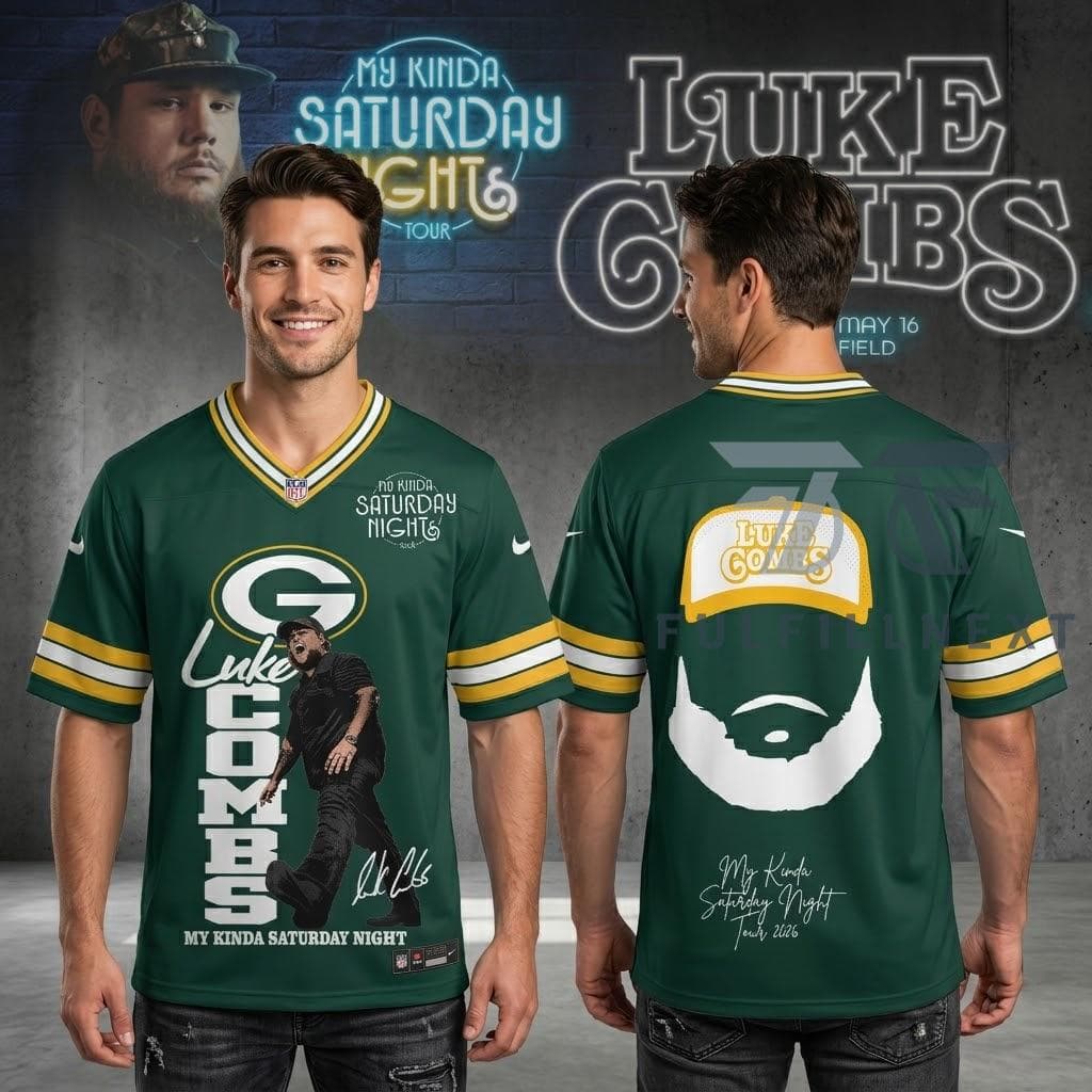 Luke Combs Green Bay Packers My Kinda Saturday Night Tour Jersey - Image 2