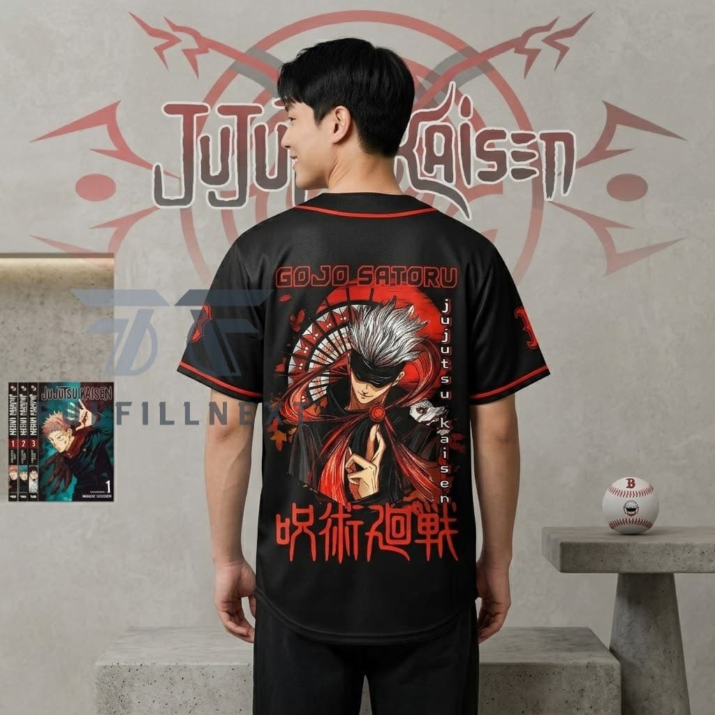 MLB All Team x Jujutsu Kaisen Gojo Satoru Baseball Jersey - Image 3