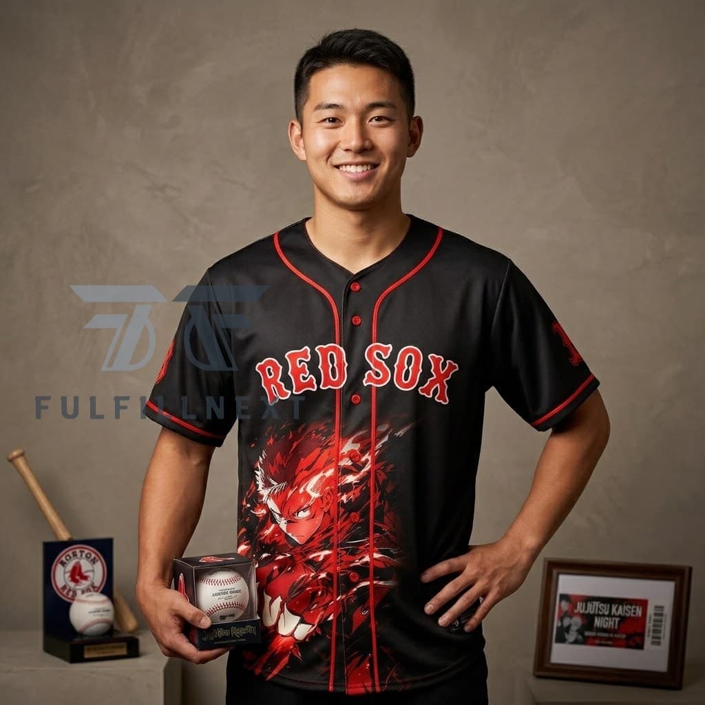 MLB All Team x Jujutsu Kaisen Night Itadori 26 Baseball Jersey - Image 2