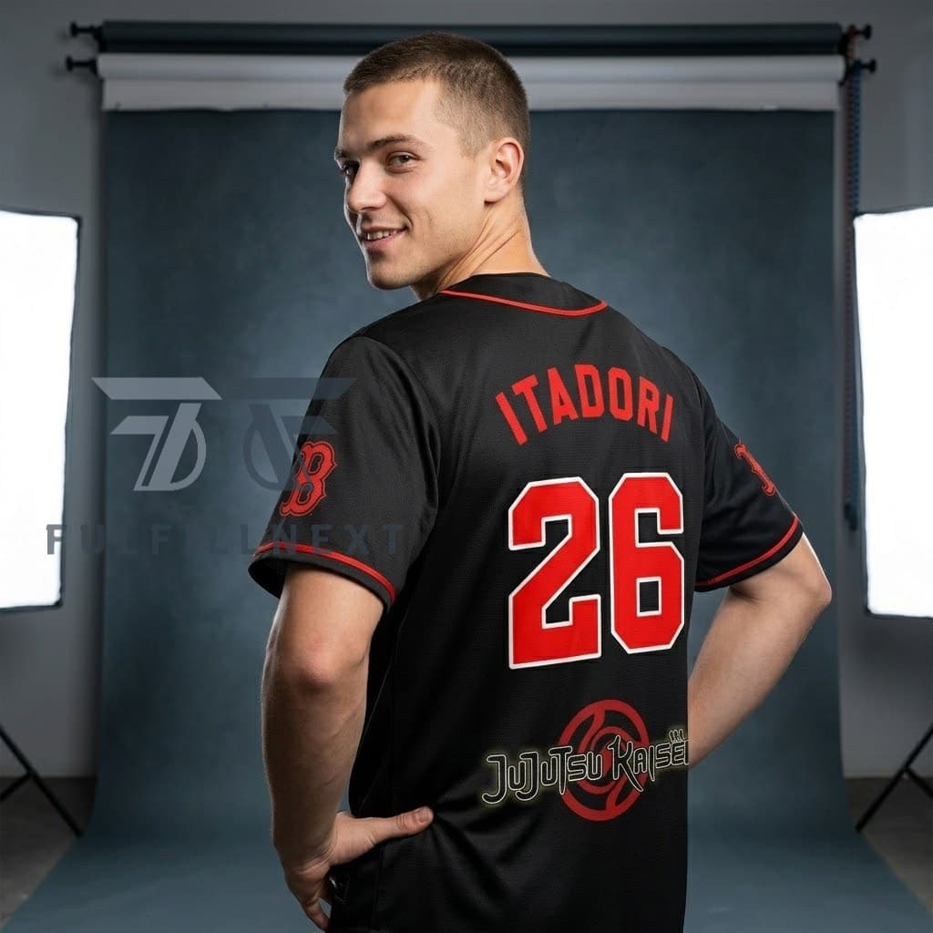 MLB All Team x Jujutsu Kaisen Night Itadori 26 Baseball Jersey - Image 3