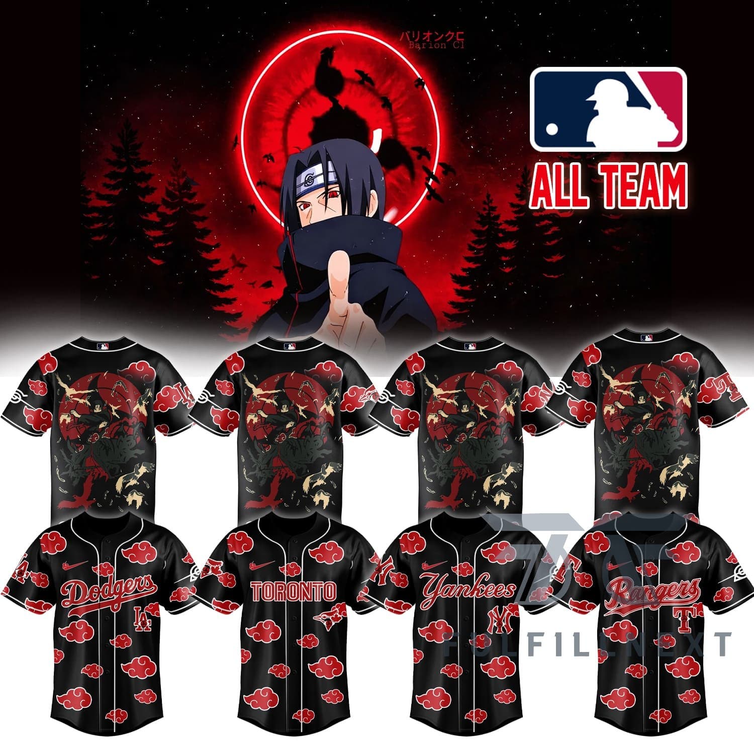 MLB All Team X Naruto Itachi Baseball Jersey - Image 1