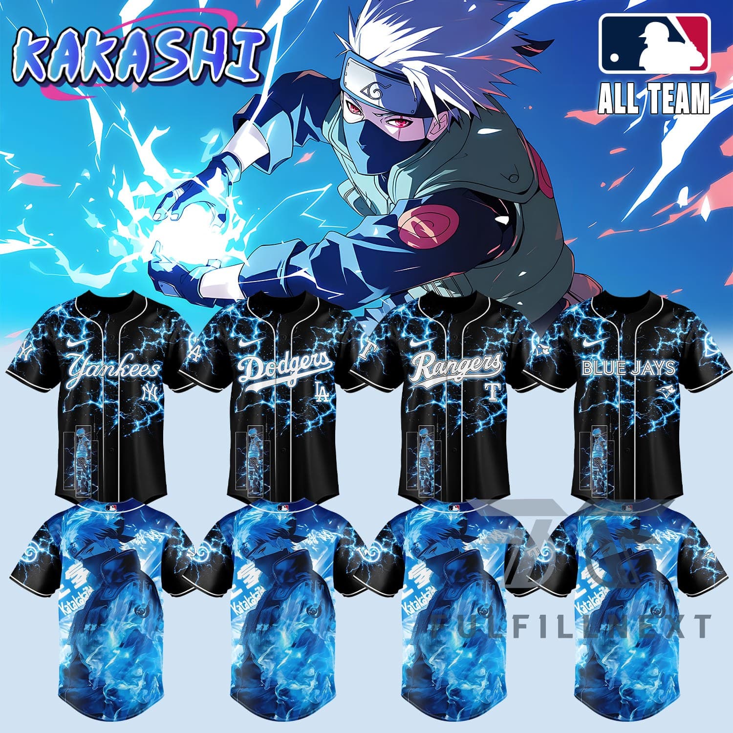 MLB All Team X Naruto Kakashi Baseball Jersey - Image 1