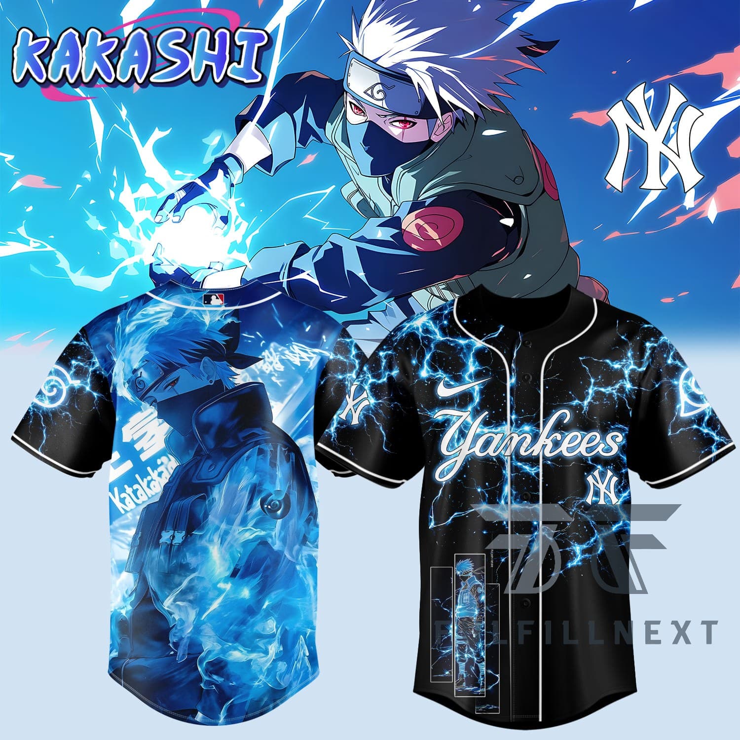 MLB All Team X Naruto Kakashi Baseball Jersey - Image 5