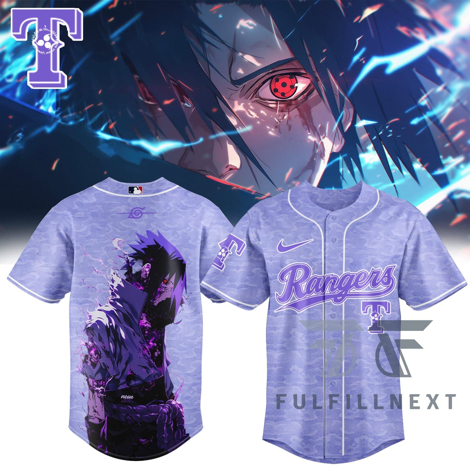 MLB All Team X Naruto Sasuke Baseball Jersey - Image 3