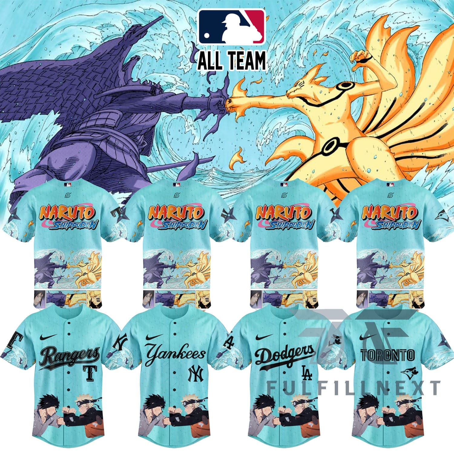 MLB All Team X Naruto Shippuden Baseball Jersey - Image 1