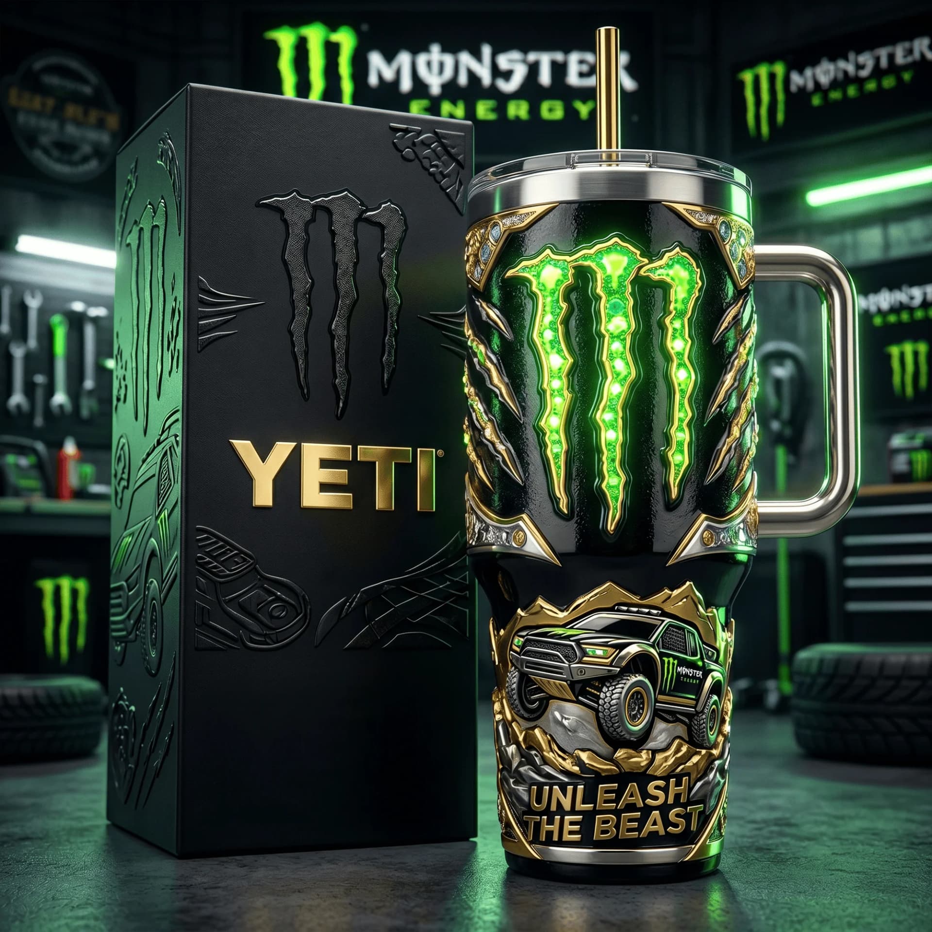 Monster Energy Off-Road Truck Tumbler - Image 1
