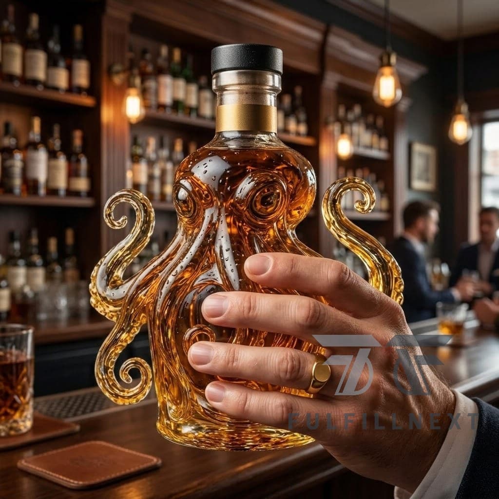 Octopus Golden Design Whiskey Bottle - Image 2