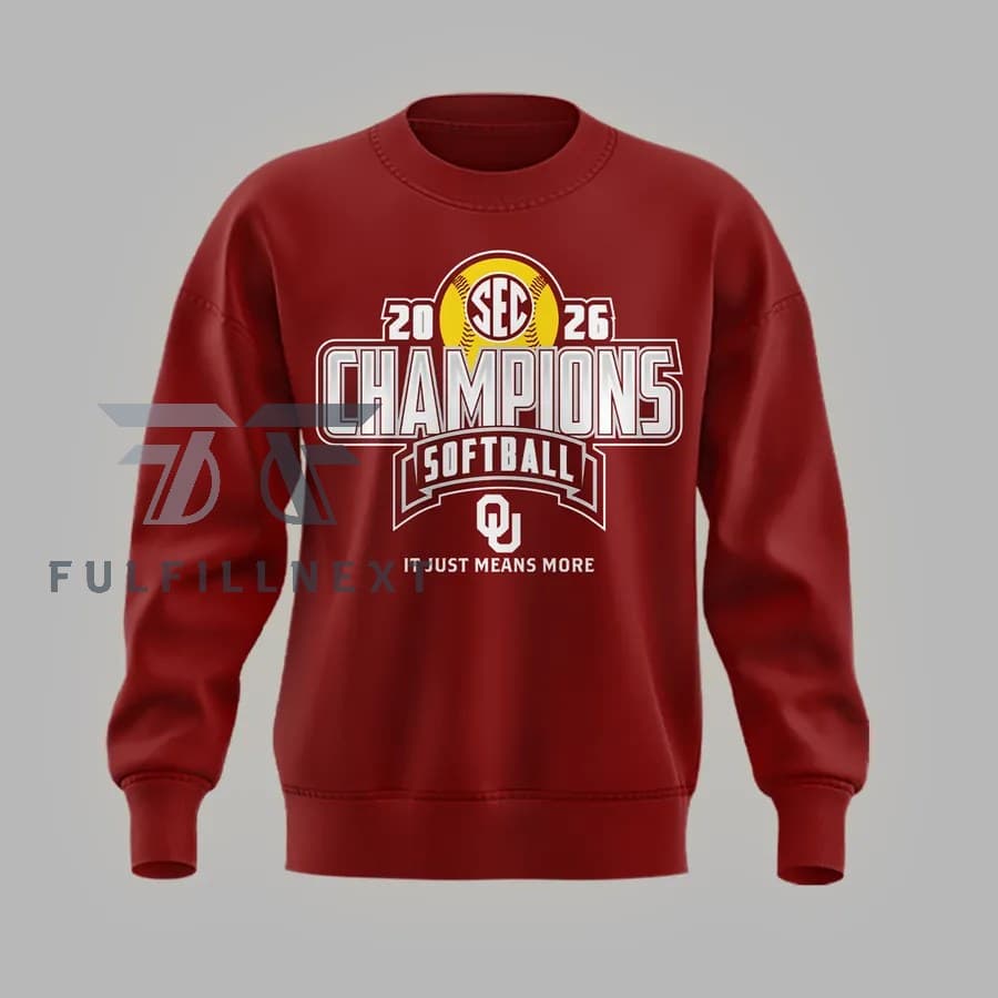 Oklahoma Sooners Back-to-Back SEC Regular Season Champions 2026 Softball Sweatshirt - Image 2