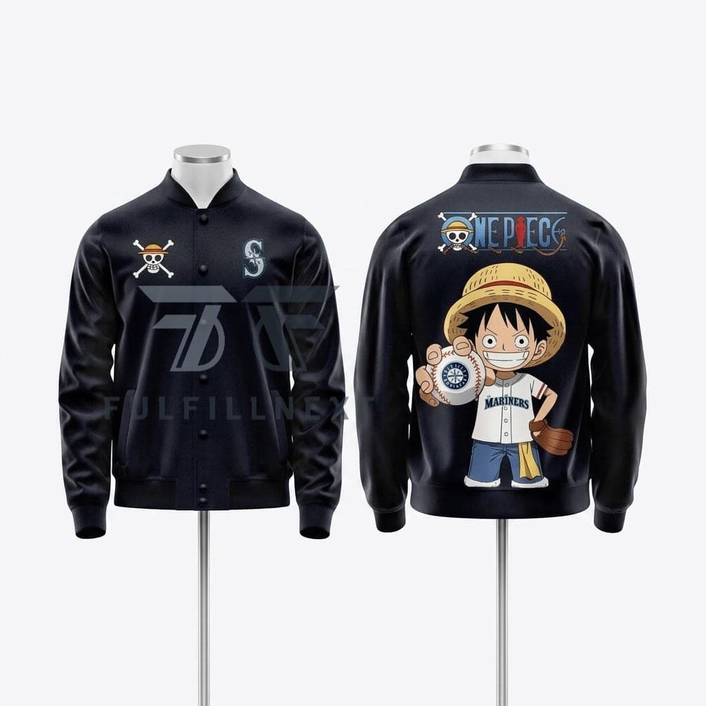 One Piece Seattle Mariners Baseball Crossover Bomber Jacket - Image 1