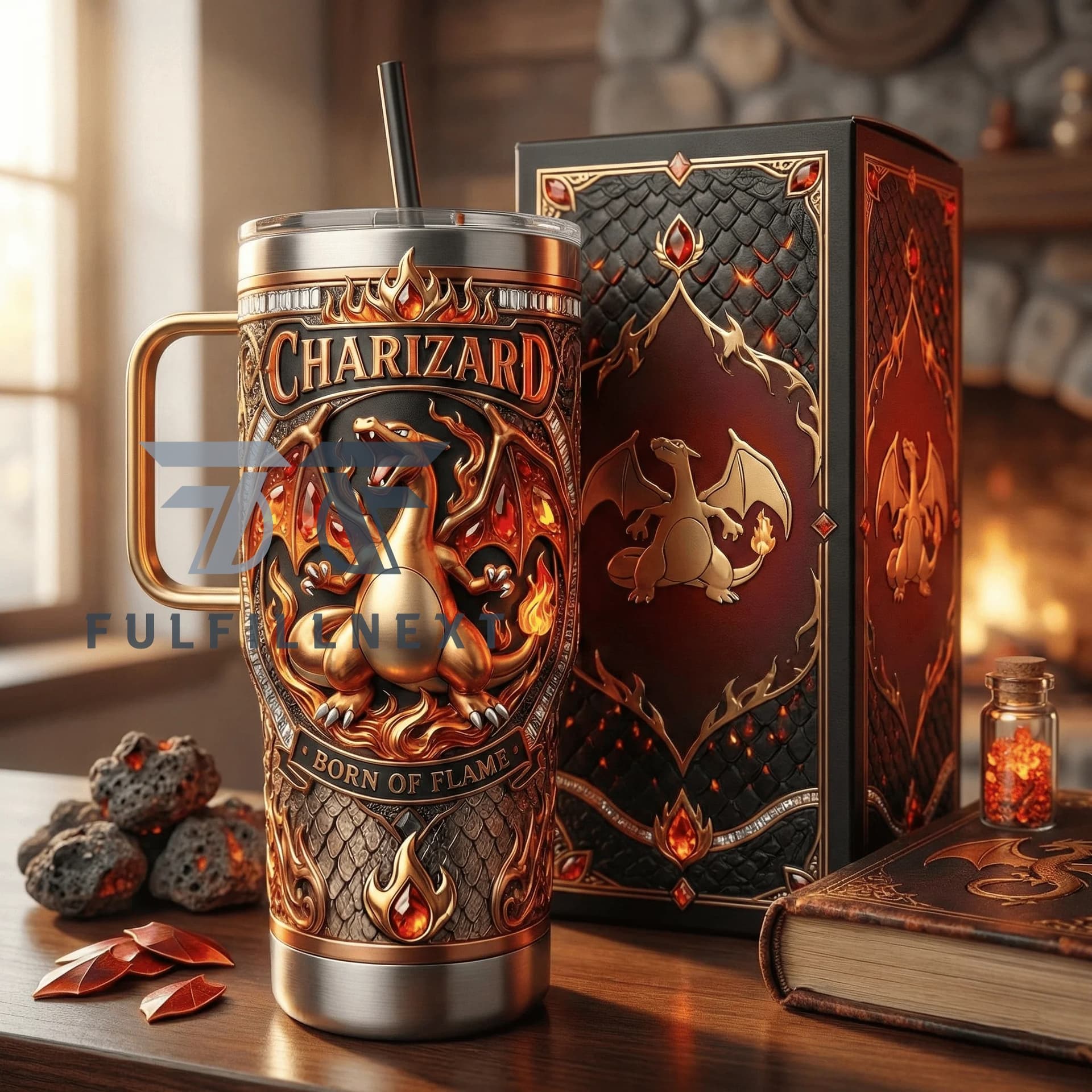 Pokémon Charizard Born of Flame handled Tumbler - Image 1