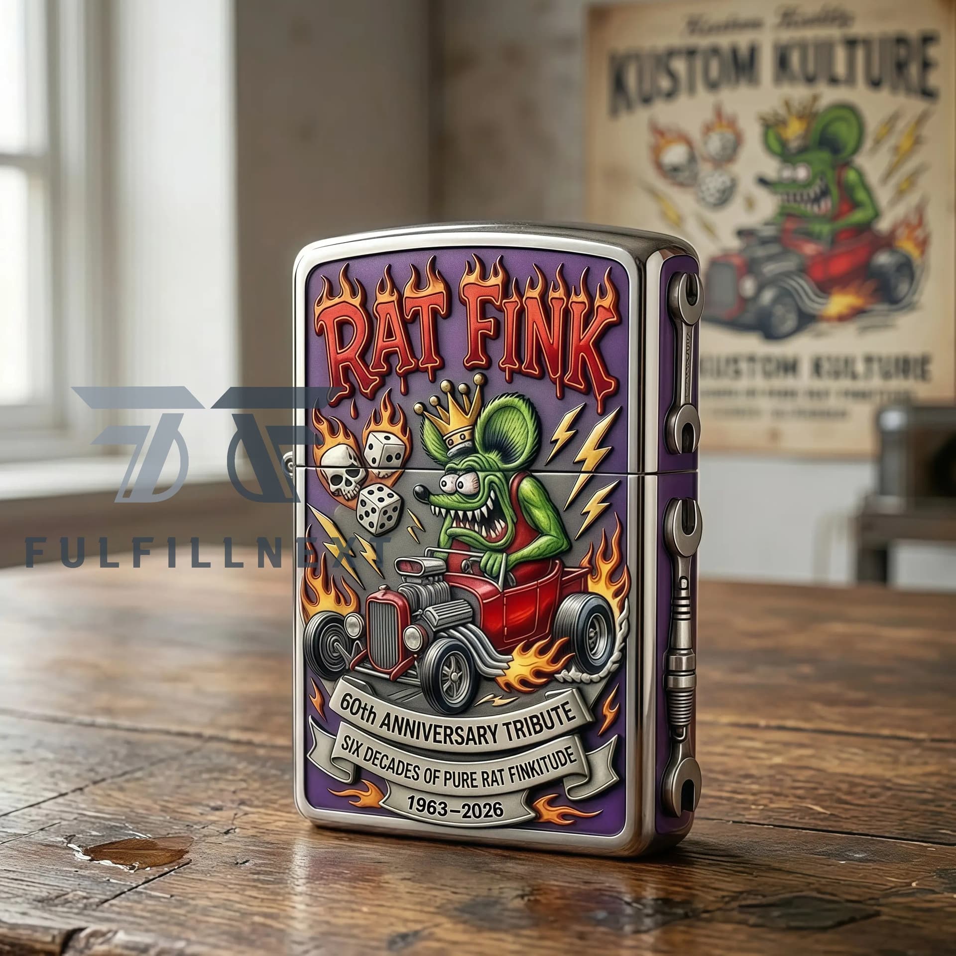 Rat Fink 60th Anniversary Kustom Kulture Zippo Lighter - Image 5