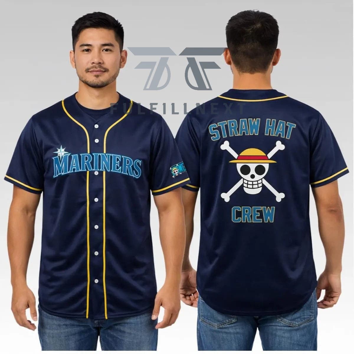 Seattle Mariners Straw Hat Crew One Piece Baseball Jersey - Image 2