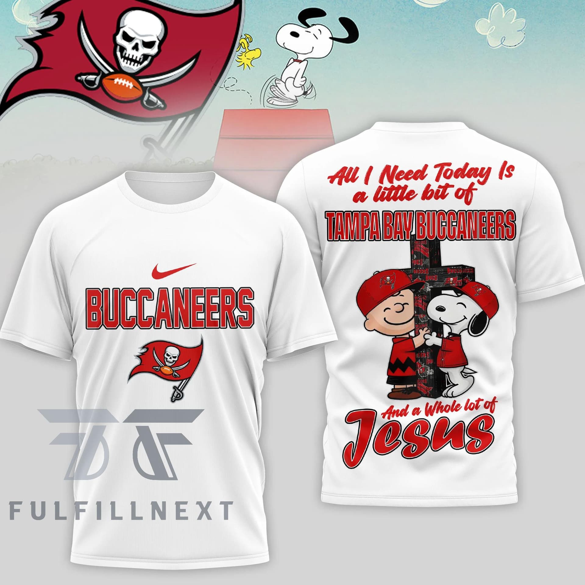 Tampa Bay Buccaneers Peanuts Charlie Brown Snoopy T-Shirt - Image 1