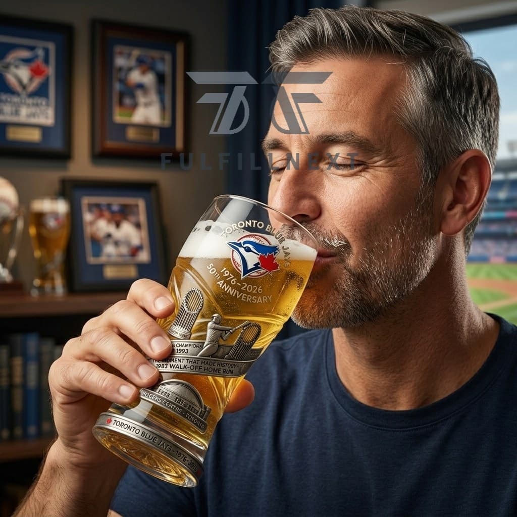 Toronto Blue Jays 50th Anniversary Beer Glass - Image 2