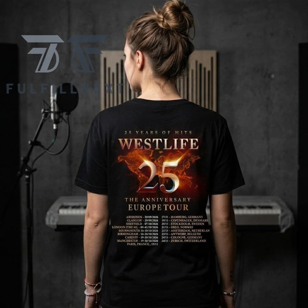 Westlife 25th Anniversary Euro Tour T-Shirt - Image 3