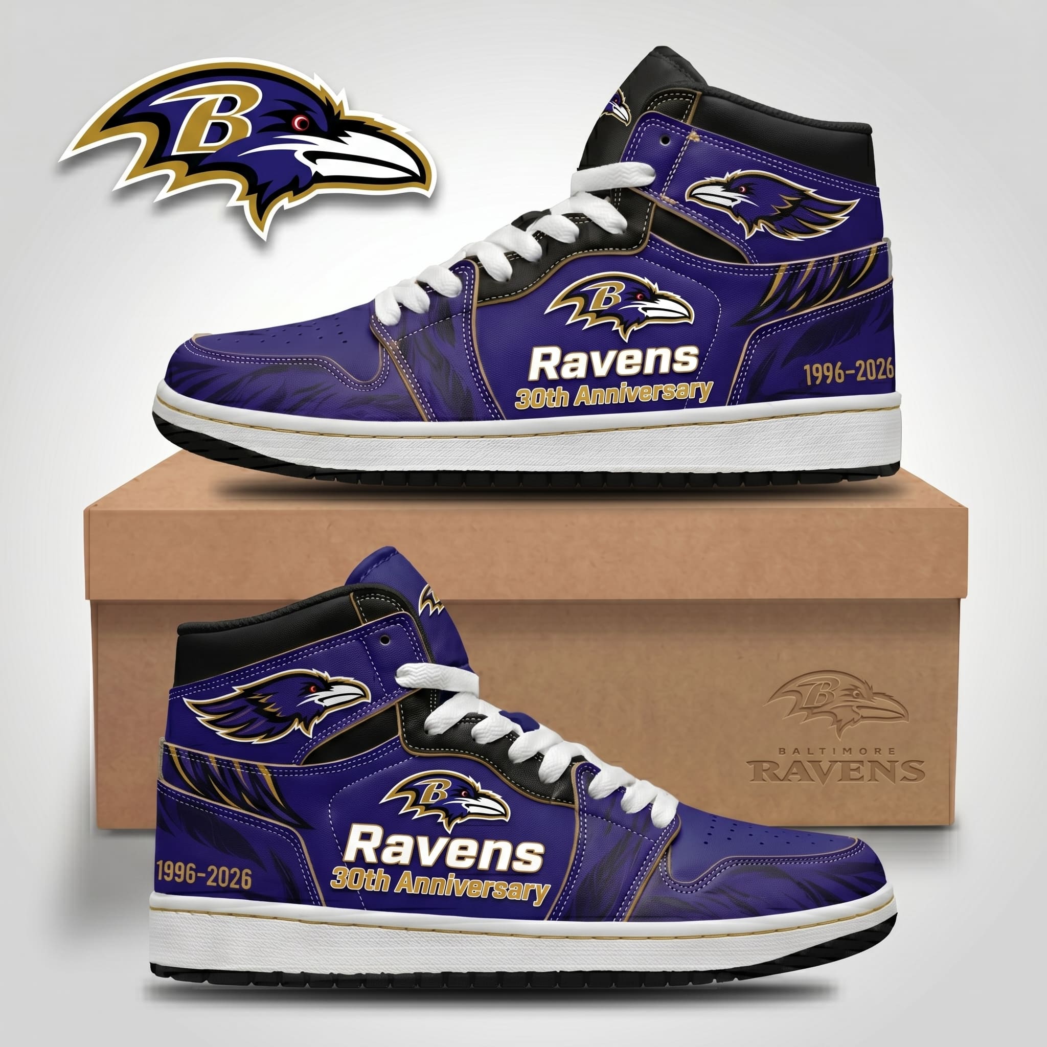 Baltimore Ravens 30th Anniversary 1996-2026 AJ1 Shoes