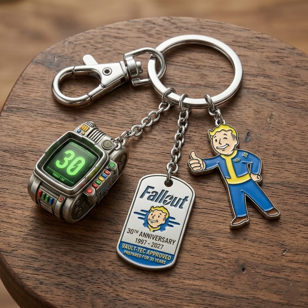 Fallout 30th Anniversary 1997-2027 Vault-Tec Keychain Set